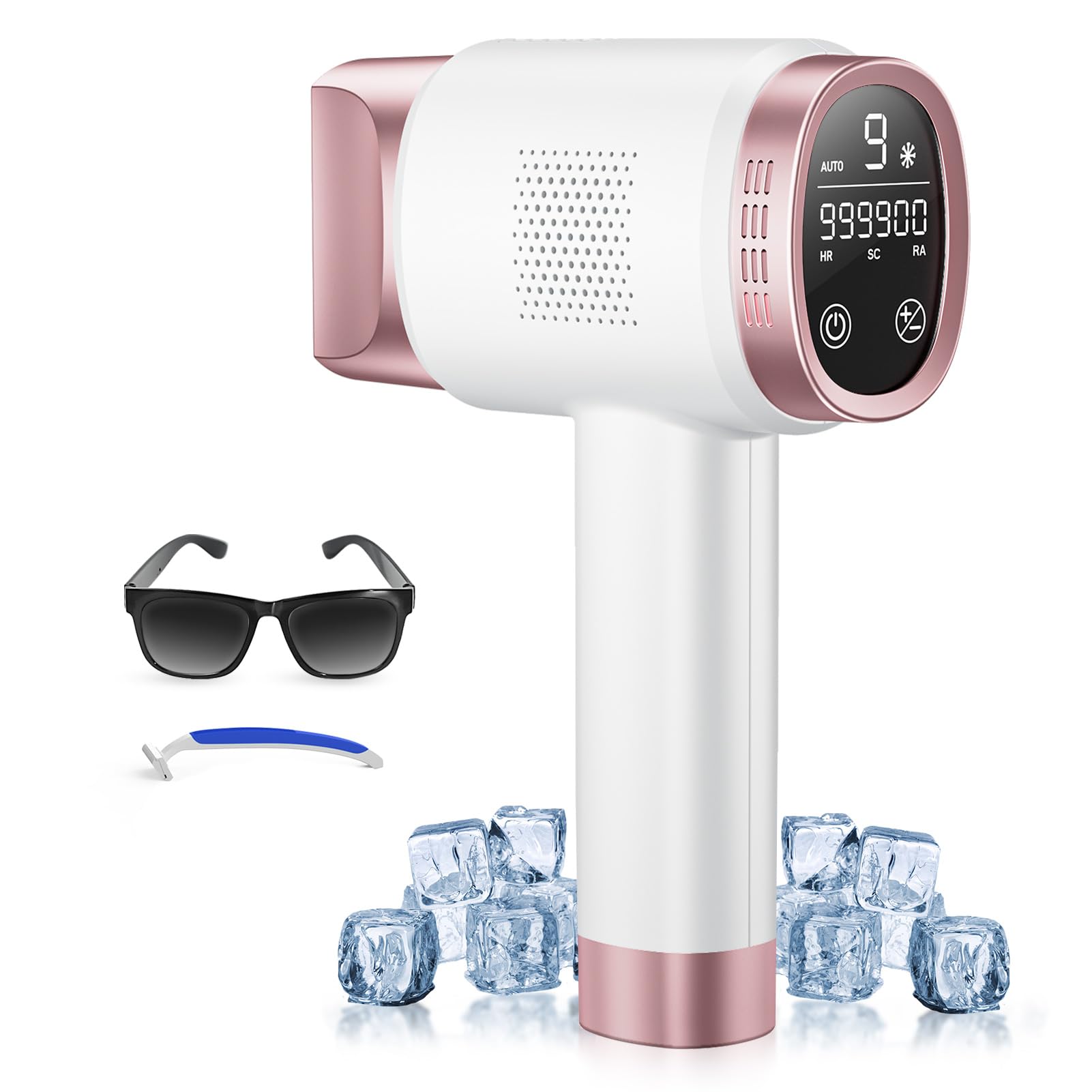 Aopvui Laser Hair Removal for Women and Men, IPL with Ice-Cooling System for Nearly Painless And Long-Lasting Result At-Home Permanent Hair Removal Device 999999 Flashes for Whole Body Use