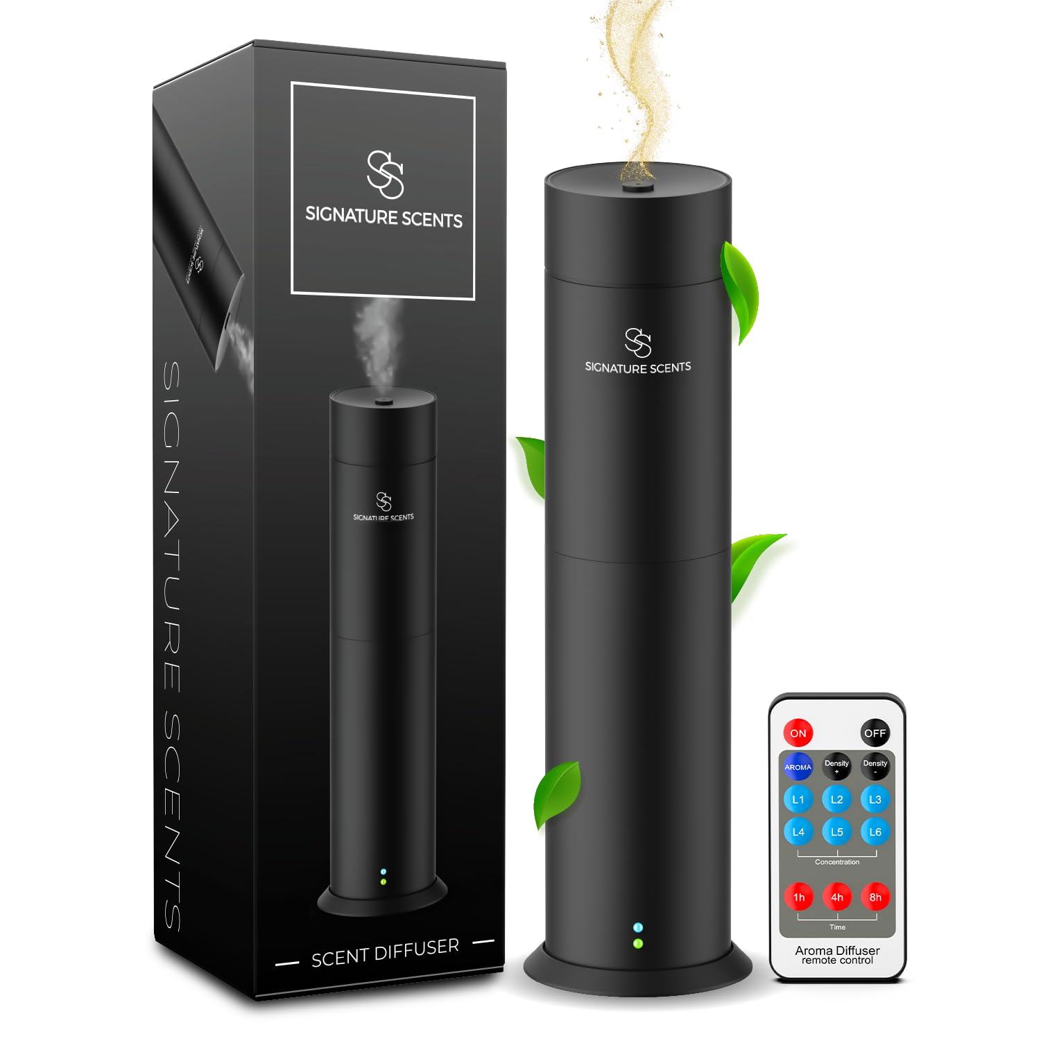 Signature Scents - Waterless Essential Oil Hotel Scent Diffuser - Cold-Air Diffuser Machine - 1000 sq. ft. Coverage - Waterless Air Diffuser for Home, Office & Hotel (Black)