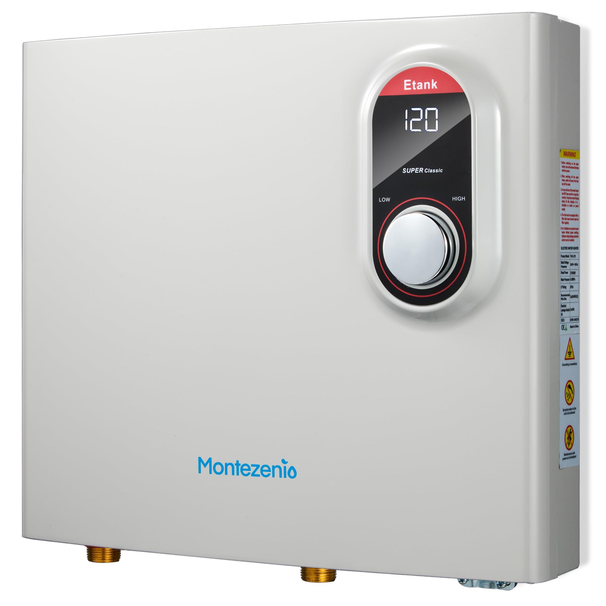 Osluken Tankless Electric Water Heater 18kW 240V, Instant On Demand Endless Small Hot Water Heater with Digital Temperature Display, Point of Use for Shower, Sink & Faucet, 15.35" x 12.96" x 3.43"