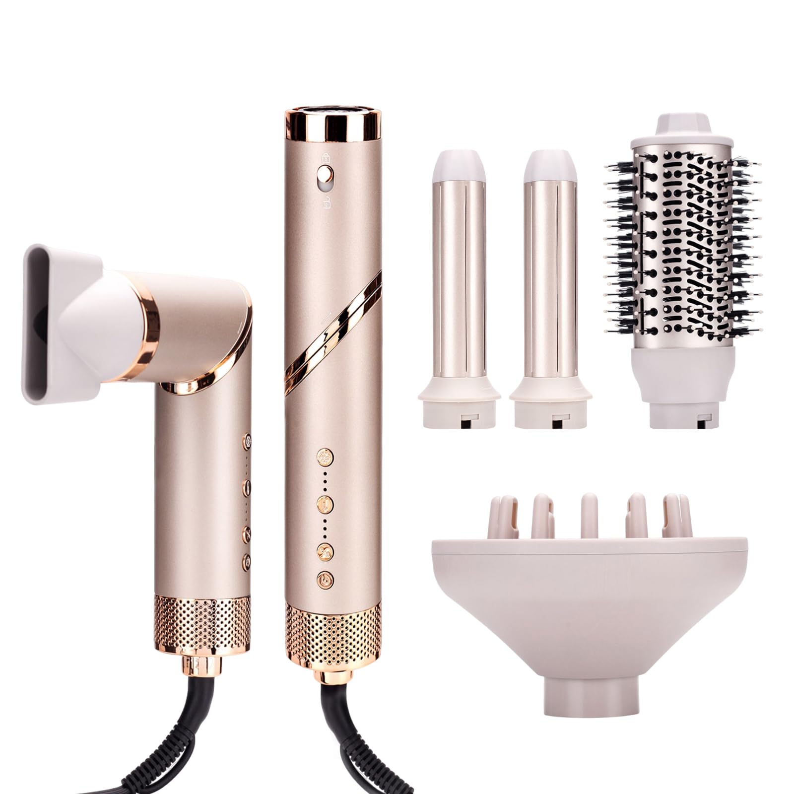 Hupifaz 5 in 1 Hot Air Styler, Auto Wrap Airstyler, High Speed 110000 RPM Hair Dryer Brush, Frizz-Free Flex Dryer, Fast Drying Multi Style for Straight, Volumize, Wavy and Curly