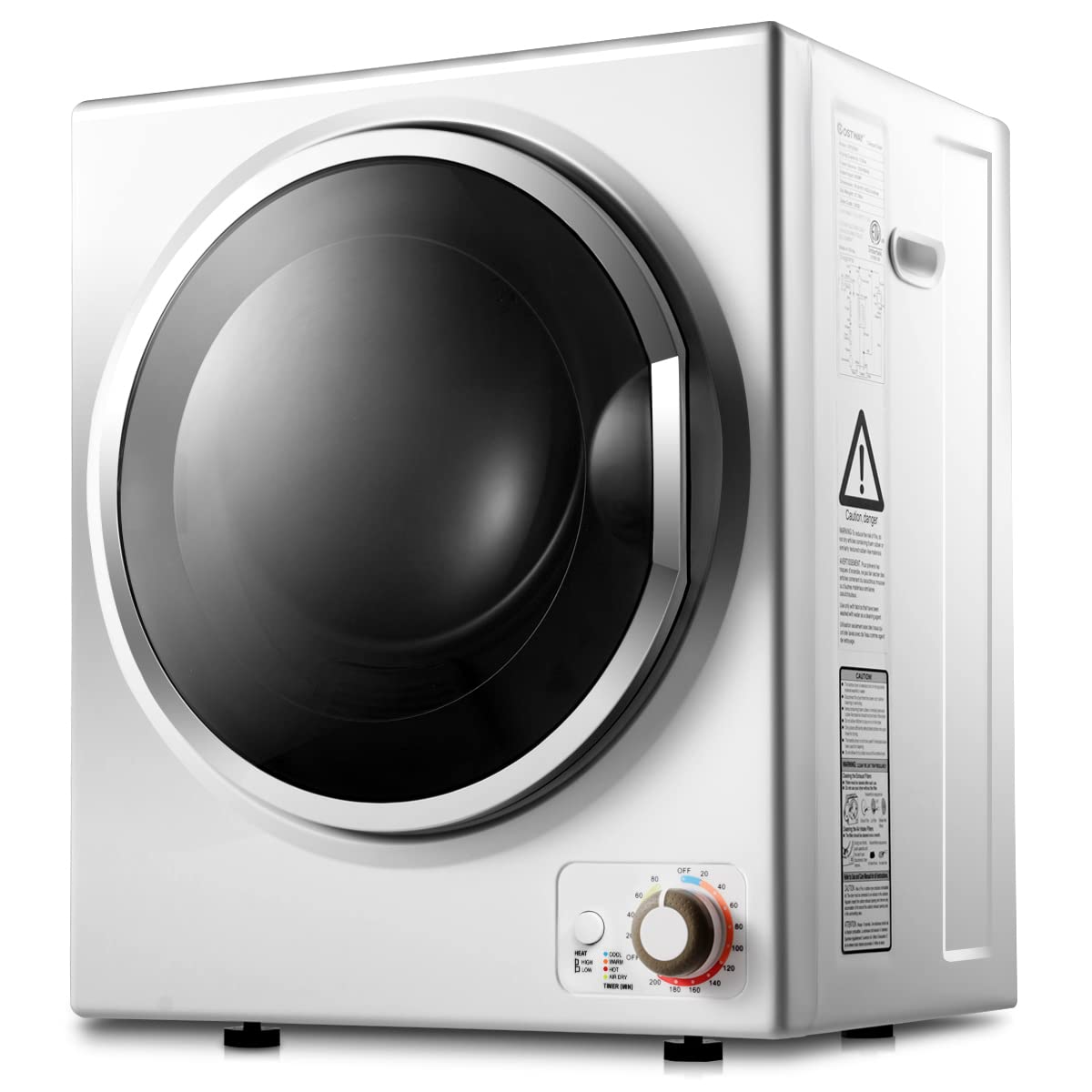 COSTWAY 1.5 cu. ft Electric Tumble Dryer, Portable Dryer w/ 4 Automatic Drying Modes, Compact Clothes Dryer w/ Stainless Steel Tub & Easy Control Panel, Apply for Apartments, Dorm, RVs, Sliver