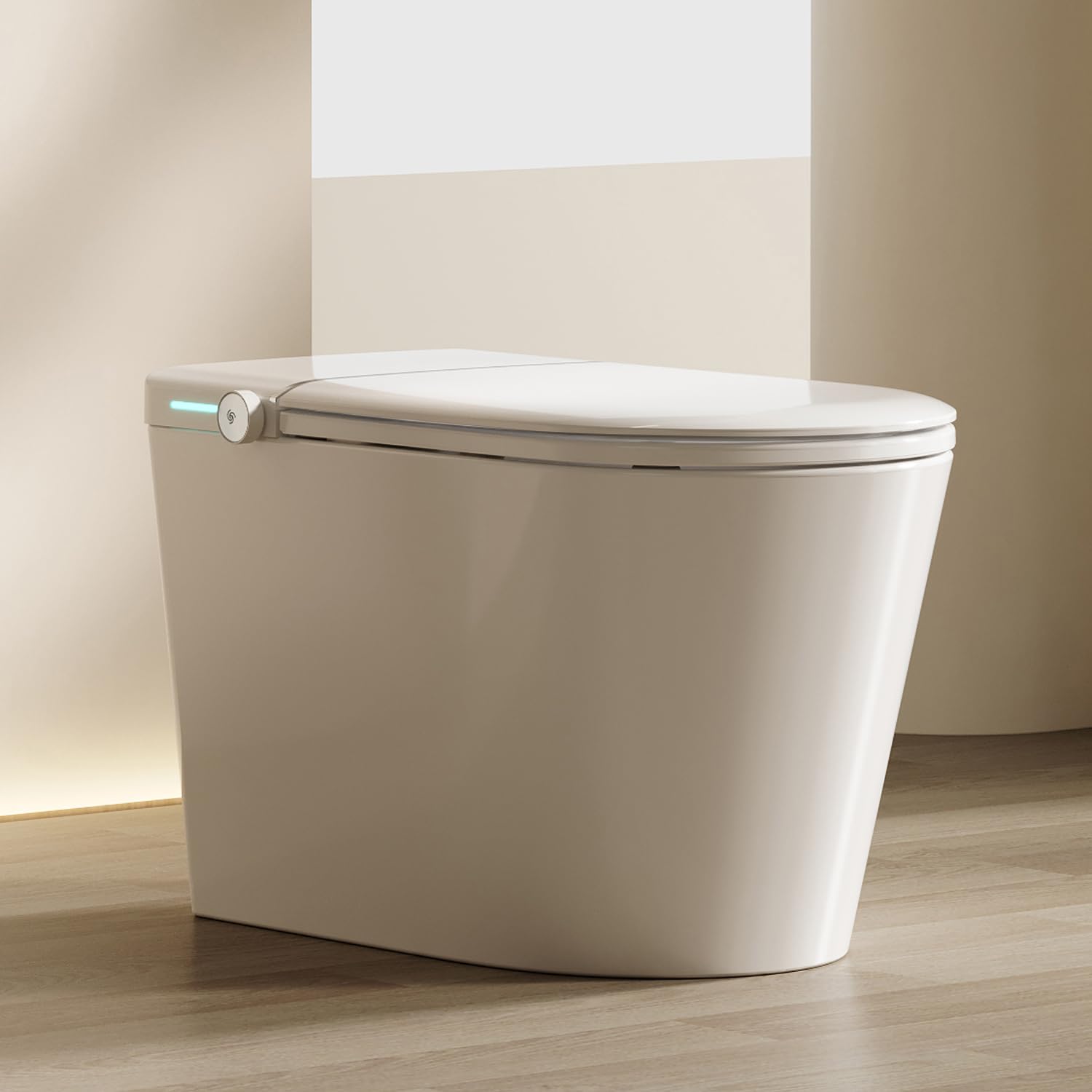 BATHKITY Smart Toilet, One Piece Toilet for Bathrooms, Modern Electric Tankless Toilet with Auto Flush, Foot Sensor, Heated Seat, Nightlight, Full Flush 1.32 GPF/Half Flush 0.92 GPF, 12" Rough-In