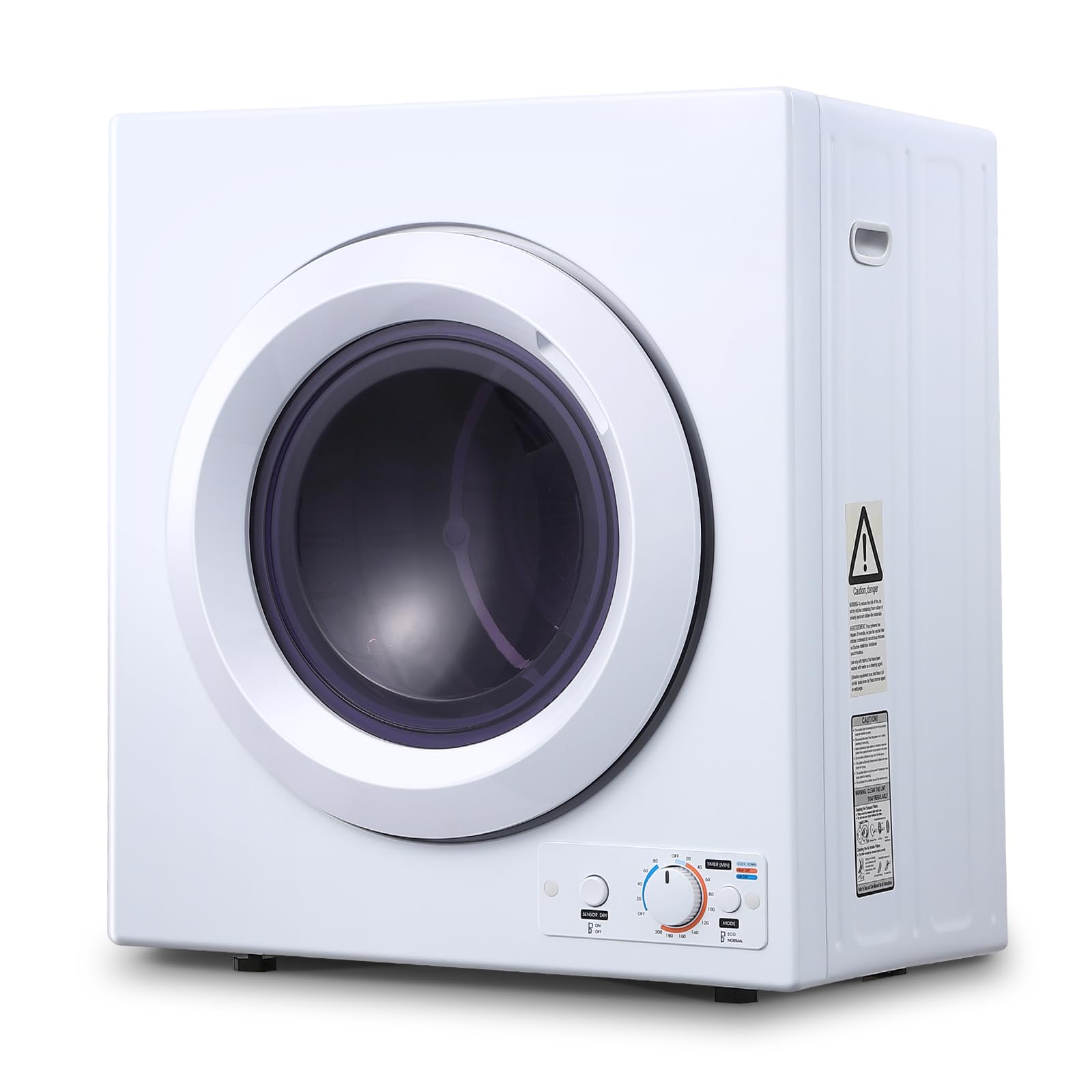 GarveeHome Portable Clothes Dryer, Compact Laundry Dryers 3.5 Cu Ft Electric Compact Dryers Machine, Front Load Stainless Steel Dryers with Stainless Steel Tub, 4 Automatic Drying Mode, White
