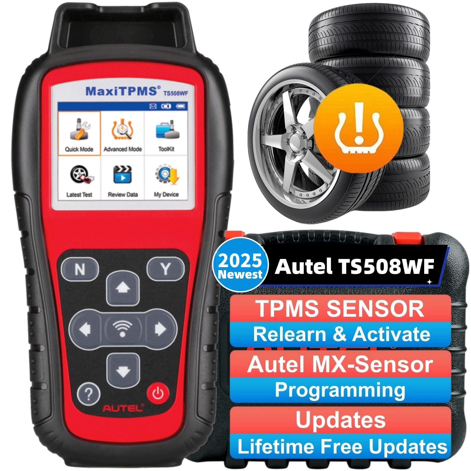 Autel MaxiTPMS TS508WF TPMS Programming Tool, 2025 WiFi Ver. of TS601 TS508 TS501 TS408, Activate/Relearn TPMS Sensors, Program MX Sensor, TPMS Diagnosis, Read/Clear TPMS Code, Free Lifetime Update
