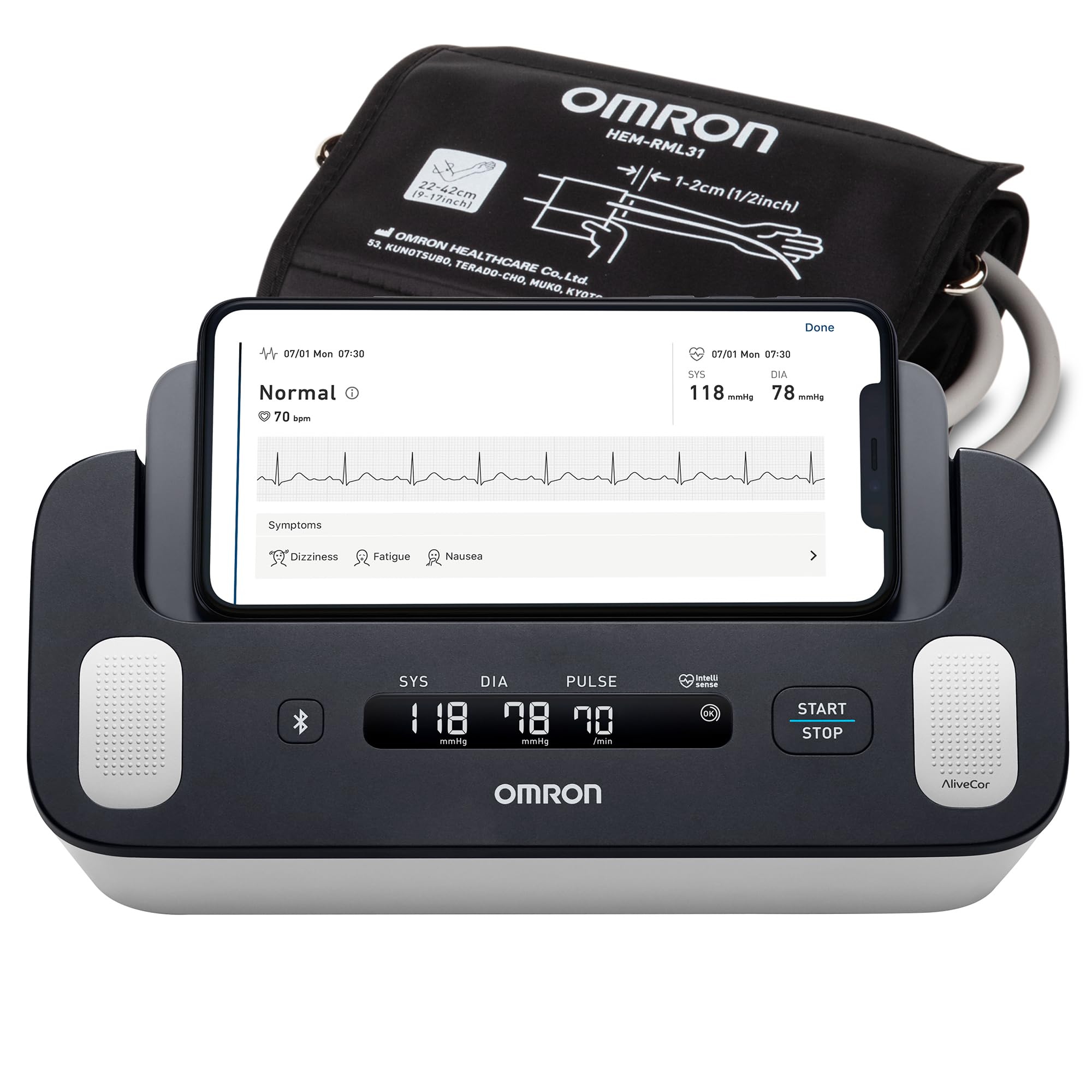 OMRON Complete 2-in-1 Upper Arm Blood Pressure Monitor and 1-Lead EKG Monitor, Clinically Validated, Medical Grade, FDA Cleared, FSA/HSA Eligible, Blood Pressure Machine, Cuff, Connects to Omron app