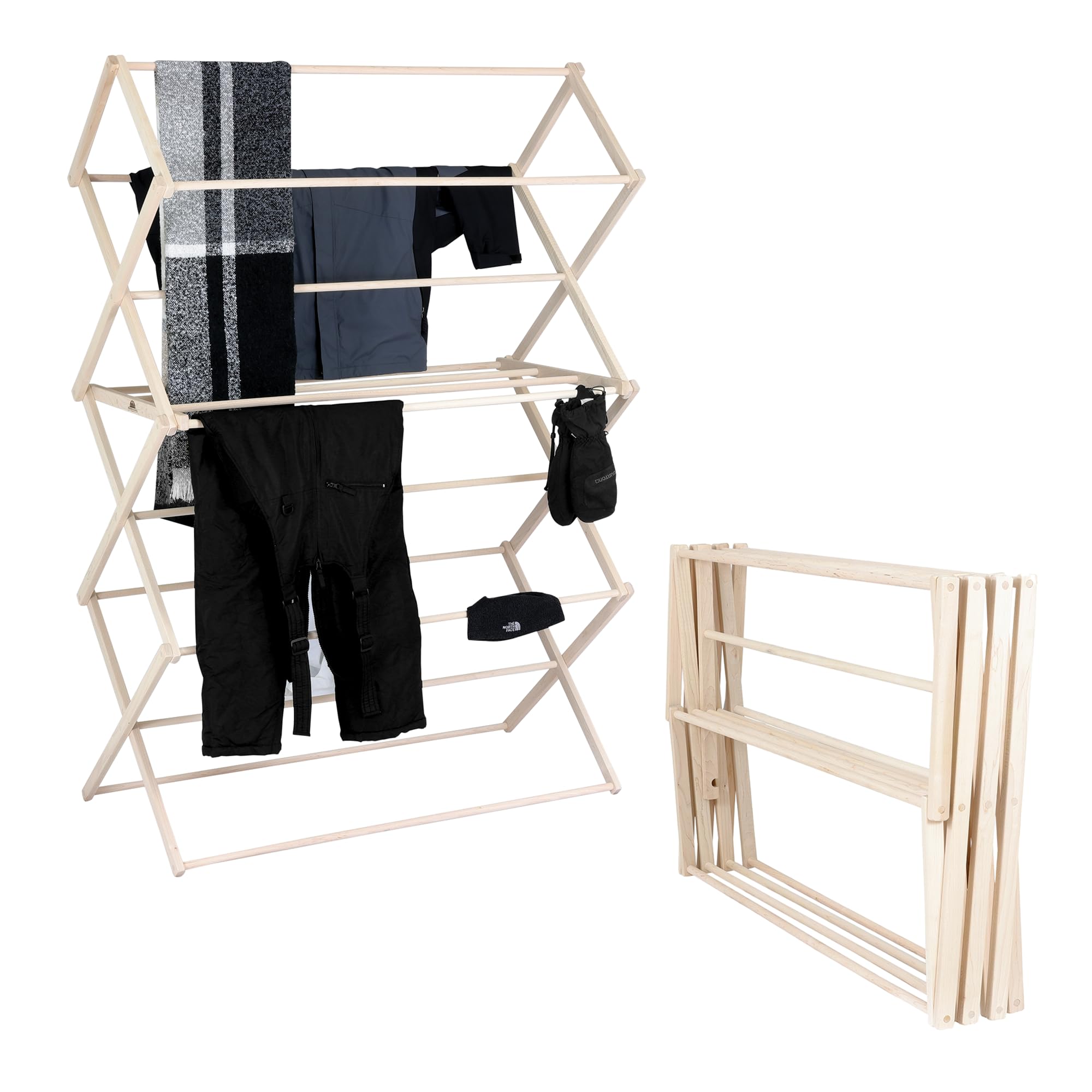 Pennsylvania Woodworks Clothes Drying Rack: Solid Maple Hard Wood Laundry Rack for Blankets, Towels, Bedding & More, Heavy Duty Folding Drying Rack, Made in USA, No Assembly Needed, XXLarge