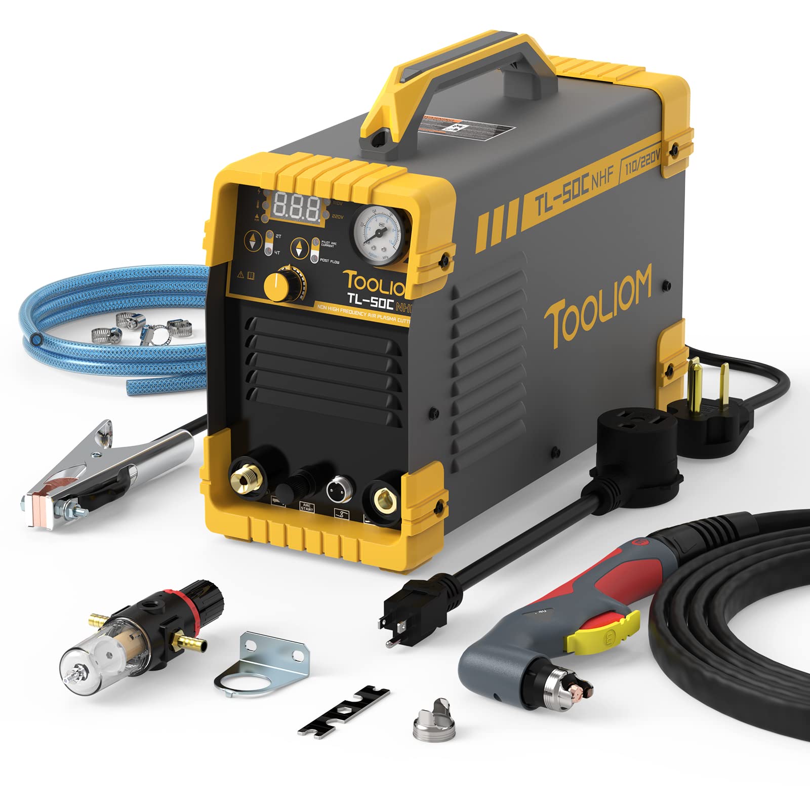 TOOLIOM 50A Non High Frequency Plasma Cutter Non-Touch Pilot ARC 110/220V Dual Voltage Cutting Machine 1/2" Clean Cut