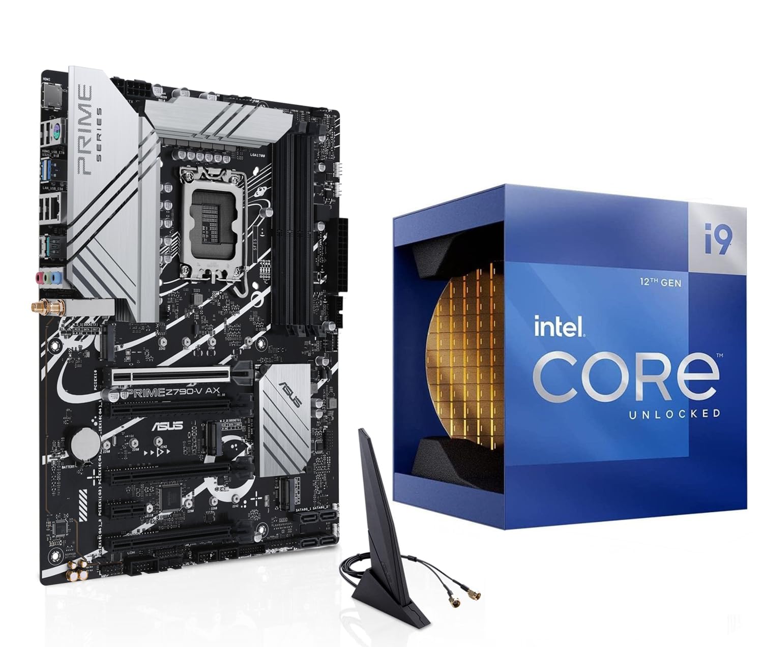 INLAND CPU Motherboard - Intel Core i9-12900K Desktop Processor 16 (8P+8E) Cores up to 5.2 GHz with Integrated Graphics with ASUS Prime Z790-V AX WiFi DDR5 Motherboard
