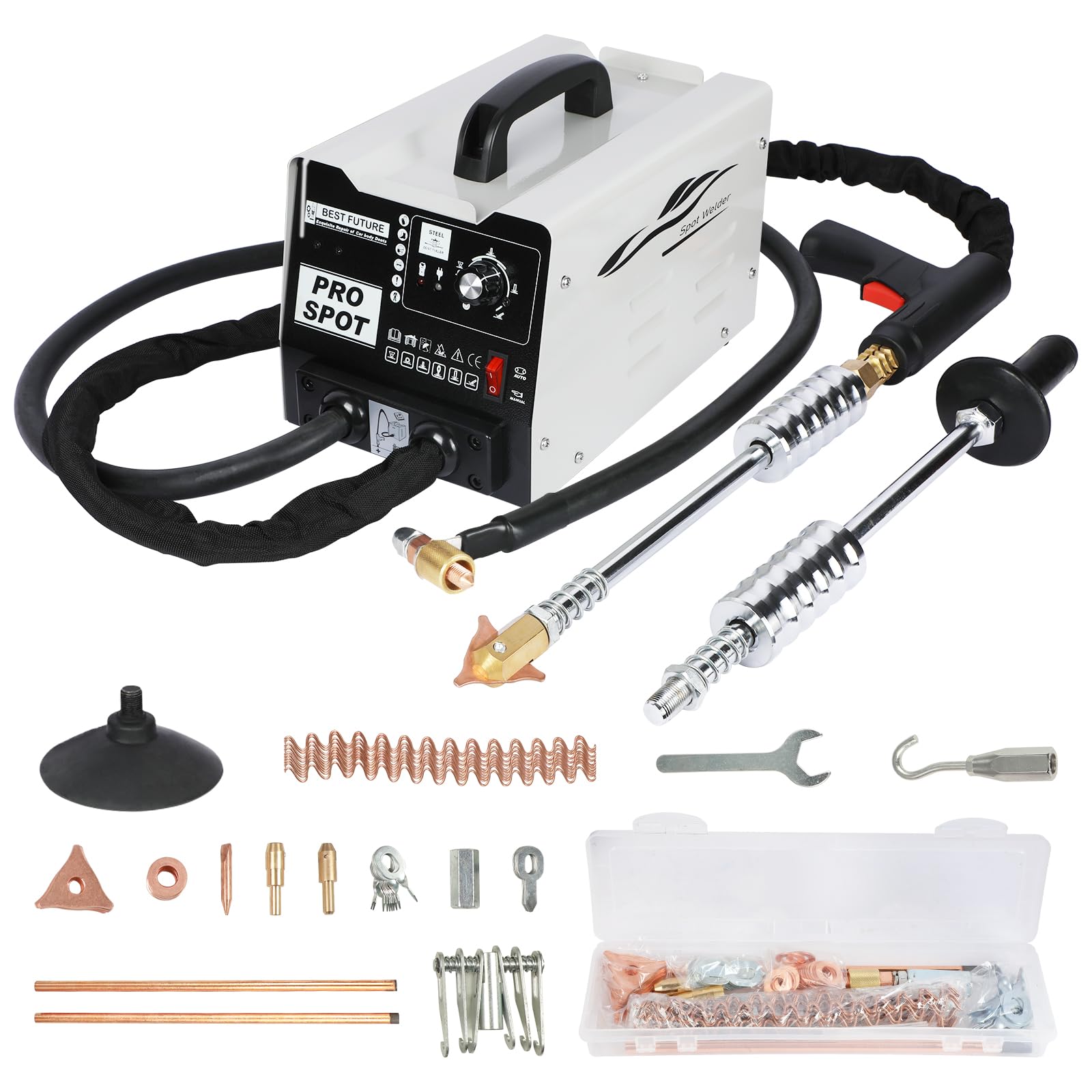 Stud Welder Dent Repair Kit, 110V Spot Welder Dent Puller Machine 2000W 3800A Dent Puller Welder with 6 Welding Modes Vehicle Body Repair Dent Removal Tools for Car/Truck/Motorcycle