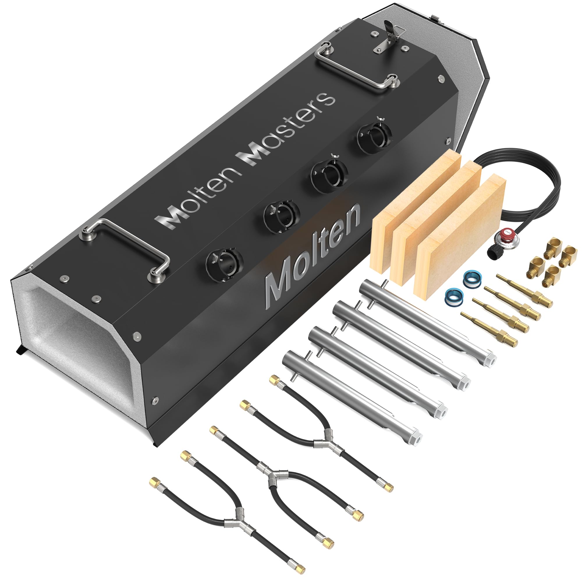 MMasters Four Burner Propane Forge for Home and Professional, Ideal for Forging Damascus Steel Knives, Blacksmithing Tools, Durable Gas Forge with Efficient Heating and Performance