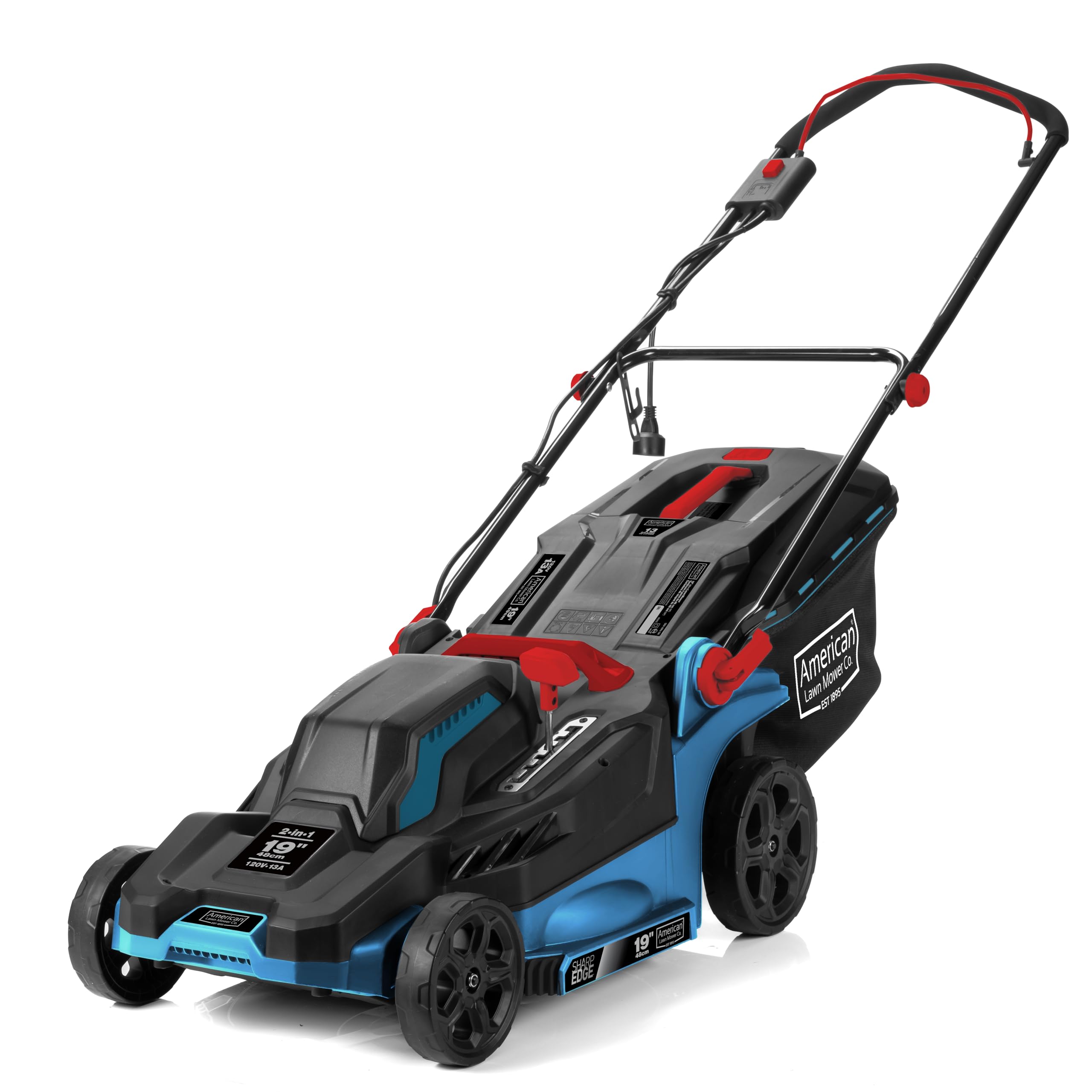 American Lawn Mower Company 51319 19-inch 13-Amp Corded Electric Push Lawn Mower with Grass Bag