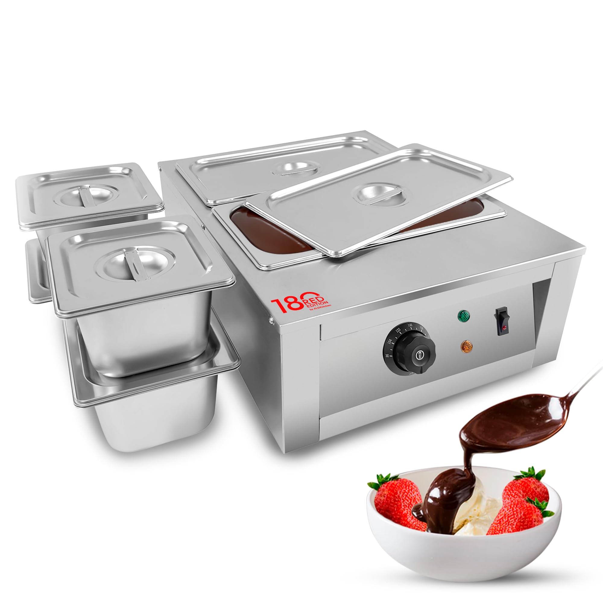 ALDKitchen Chocolate Melting Pot | Electric Food Warmer | Professional Candy Melter | Included Two 3.5L Tanks and Four 1.5L Tanks | 110V