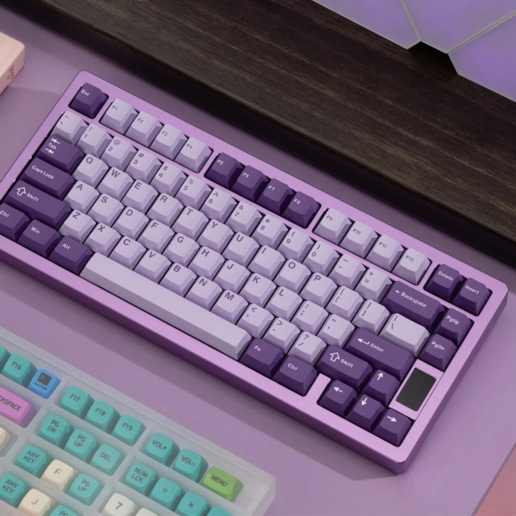 Chilkey ND75 Aluminum Keyboard 75% Percent Wireless Gaming Mechanical Keyboard with LCD Screen, Quick Assembly, BT/2.4G/USB-C, Hot Swappable Per-Key RGB Custom Purple Key Board for Laptop Office PC