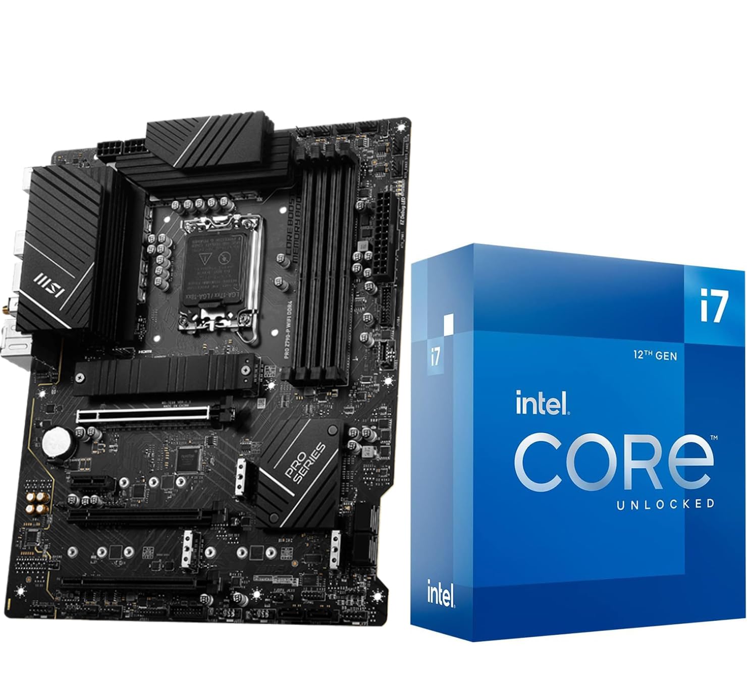 INLAND Micro Center CPU Motherboard Intel Core i7-12700K 12 Cores up to 5.0 GHz Unlocked LGA 1700 Desktop Processor with Integrated Graphics Plus MSI PRO Z790-P WiFi DDR4 Motherboard