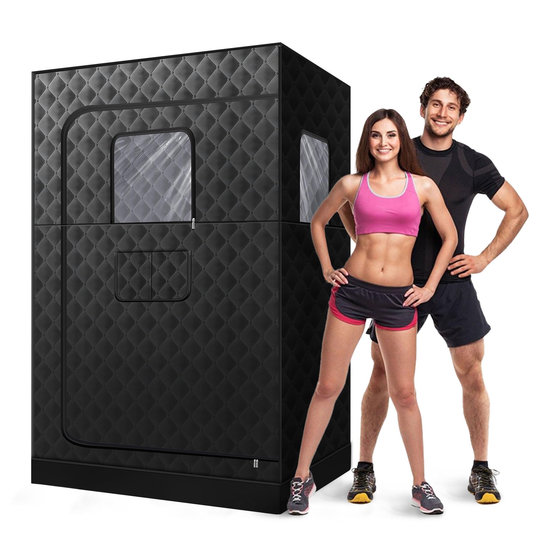 2 Person Portable Steam Sauna with 2.6L Steamer,1 or 2 Person Full Body Sauna for Home, Sauna Box for Relaxation Suit for Home,Gym,Bathroom,47"x35"x71",Chair Not Included