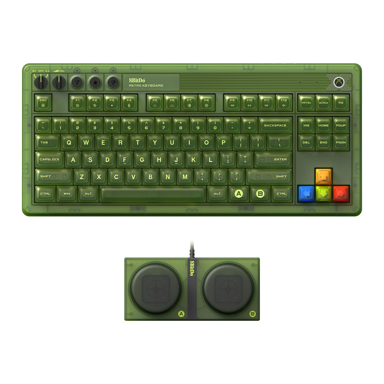 8BitDo Retro 87 Mechanical Keyboard with RGB Backlight, Bluetooth/2.4G/USB-C Hot Swappable Wireless Gaming Keyboard for Windows and Android - Xbox Edition (Officially Licensed)
