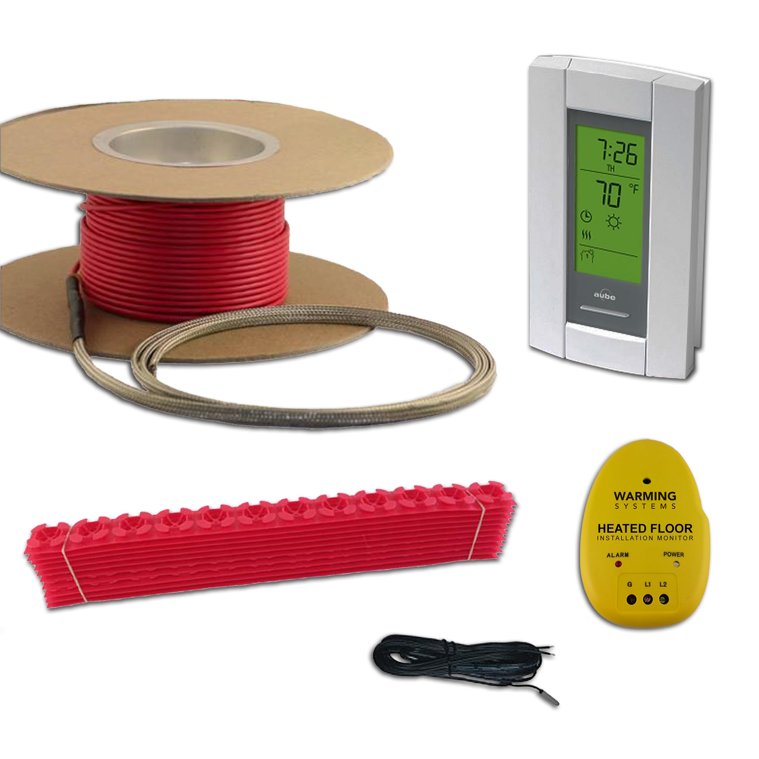 15 Sqft Cable Set, Electric Radiant Floor Heat Heating System with Digital Floor Sensing Thermostat, Including Thermostat Sensor, Installation Monitor and Cable Guides