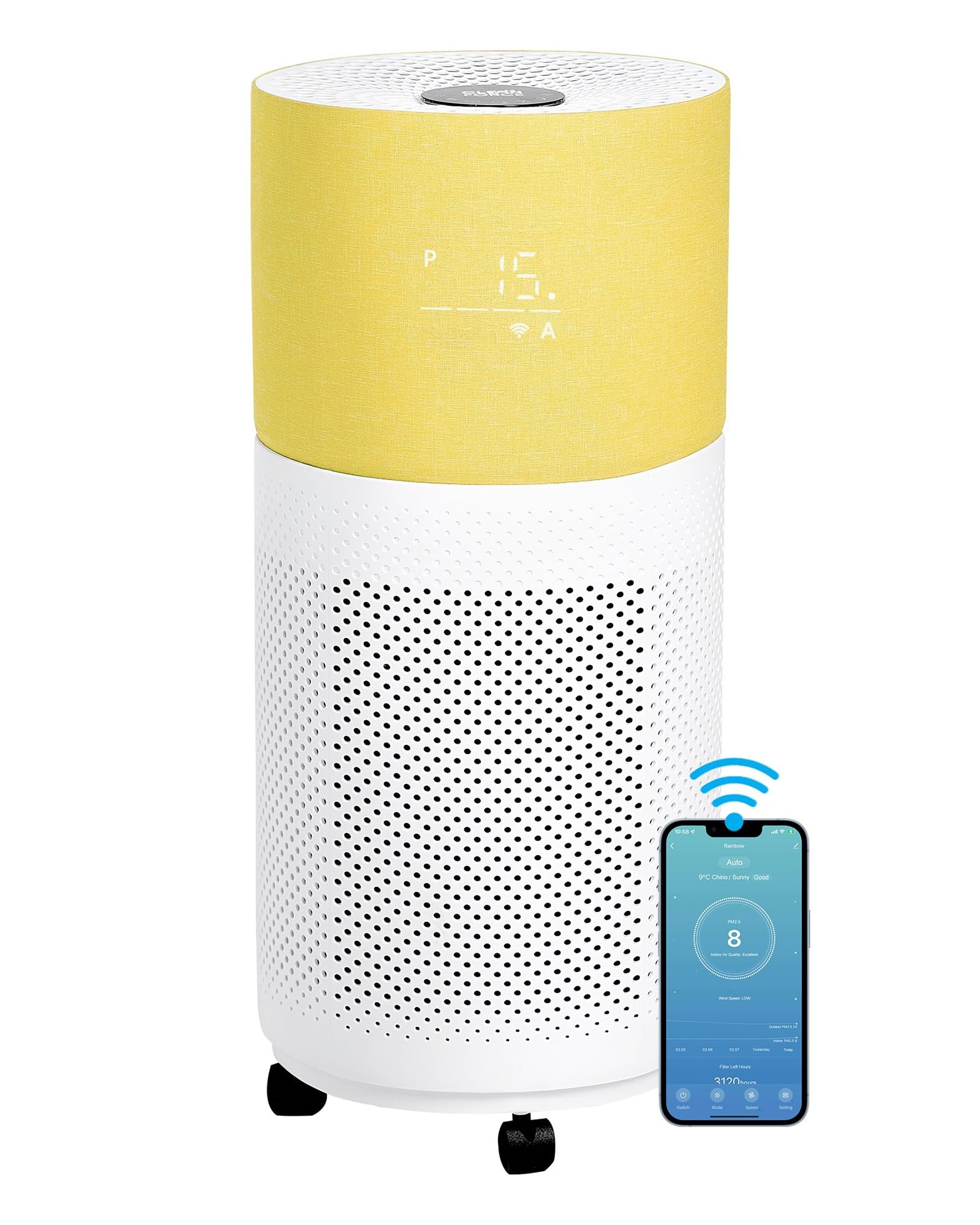 CleanForce Rainbow H13 True HEPA Air Purifier for Home Large Room, Bedroom, up to 2550sqft, Smart App-Control air Quality Monitor, Filters dust Pollen Smoke Odor VOCs