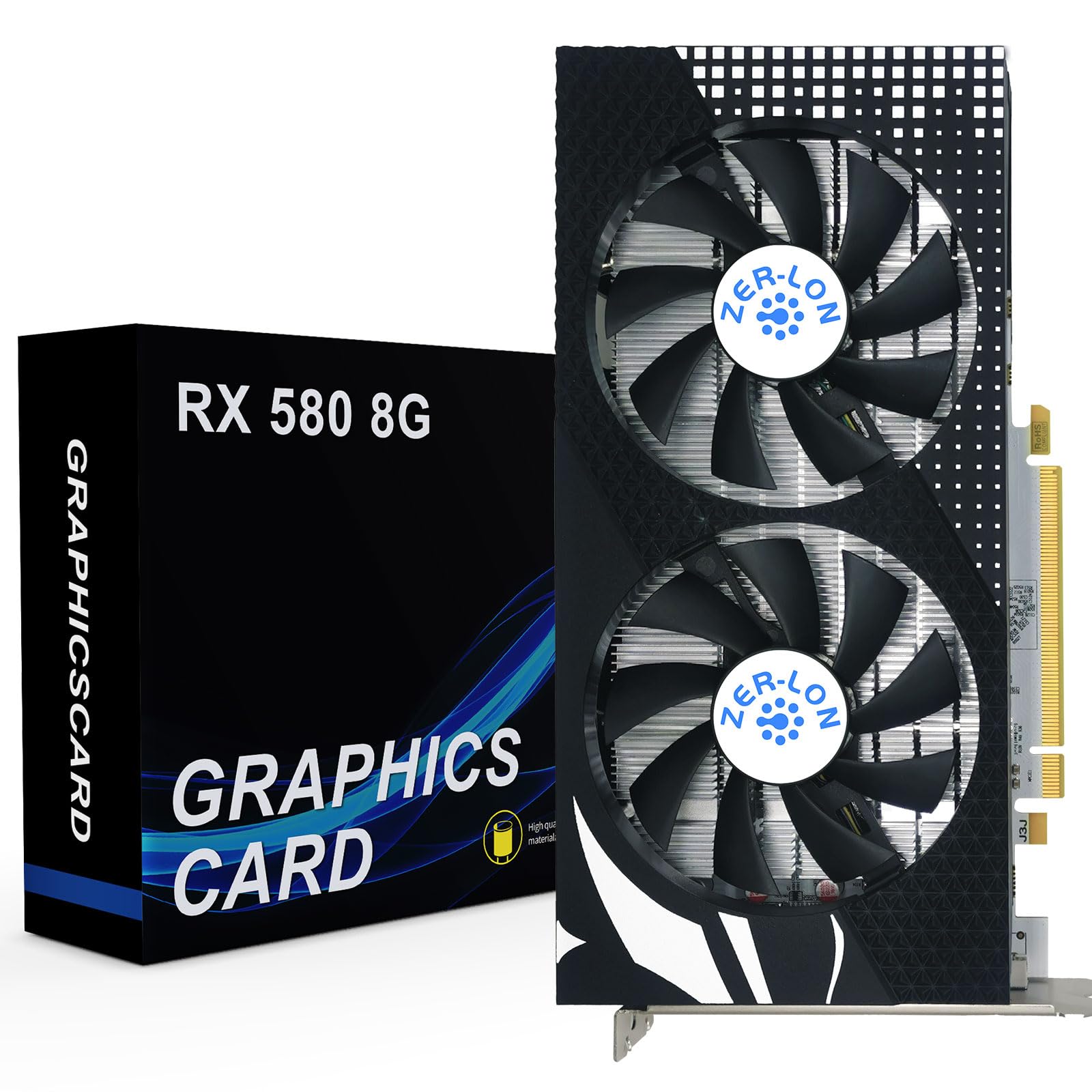 ZER-LON Radeon RX 580 8GB Graphics Card, 2048SP GDDR5 256 Bit Pc Gaming Video Card with Dual Cooling Fan, HDMI DP DVI-Output, PCI Express 3.0 Computer GPU for Office and Gaming