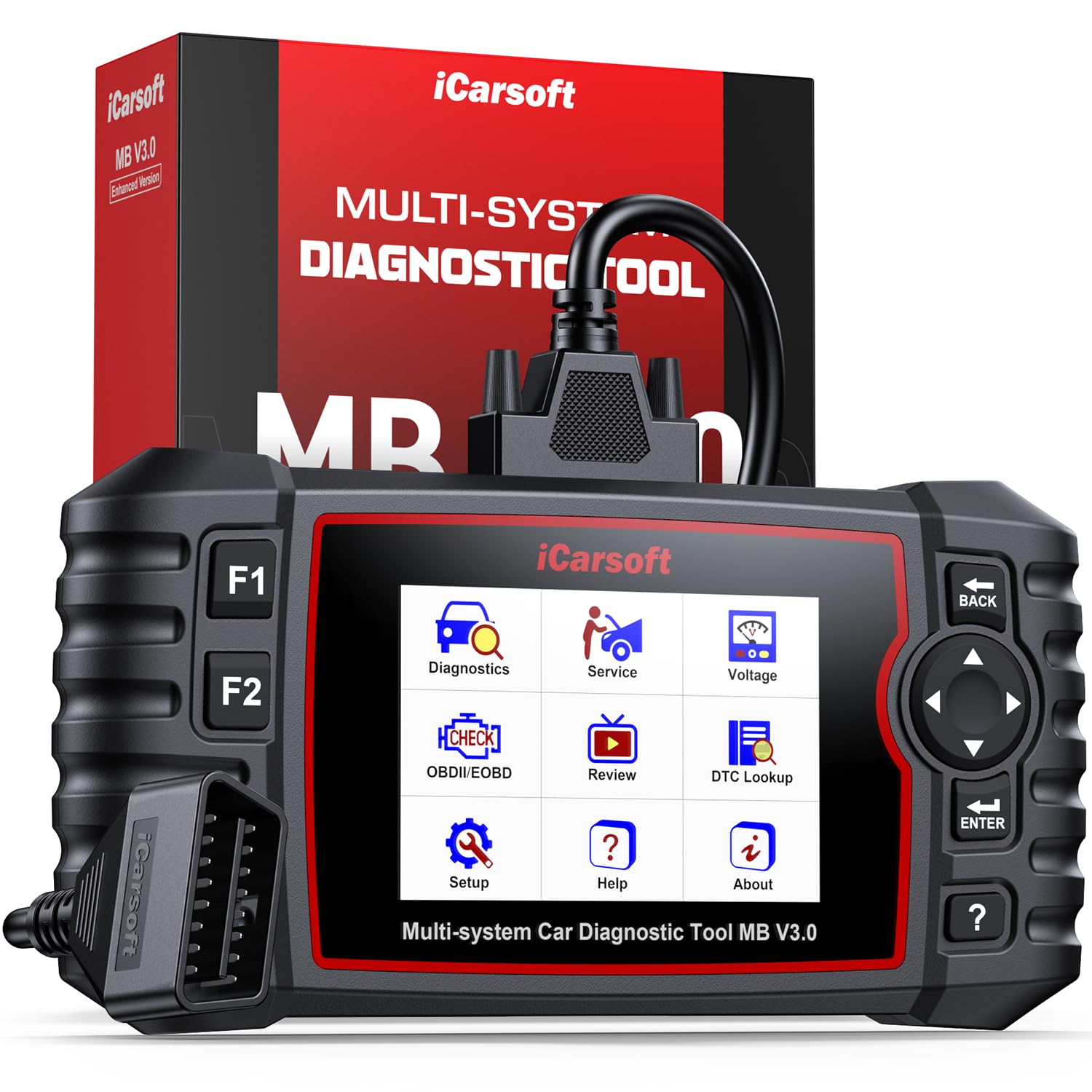 Bidirectional Diagnostic Tool for Mercedes-Benz/Sprinter/Smart, iCarsoft MB V3.0 (2025 Version) 35+ Reset Service OBD2 Full System Scanner, Battery Test/Actuation Test, Auto VIN, Quick Scan