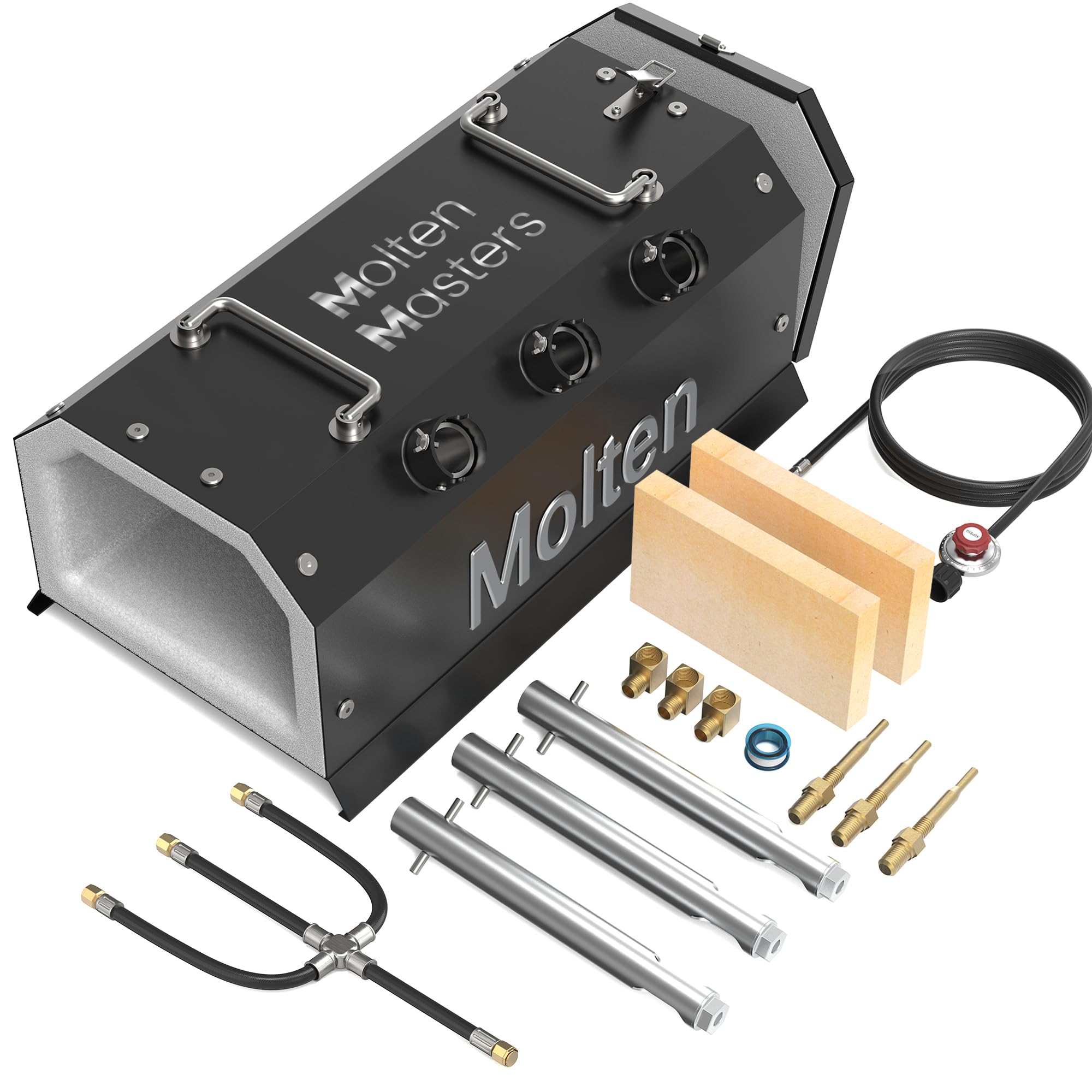 MMasters Three Burner Propane Forge for Home and Professional, Ideal for Forging Damascus Steel Knives, Blacksmithing Tools, Durable Gas Forge with Efficient Heating and Performance