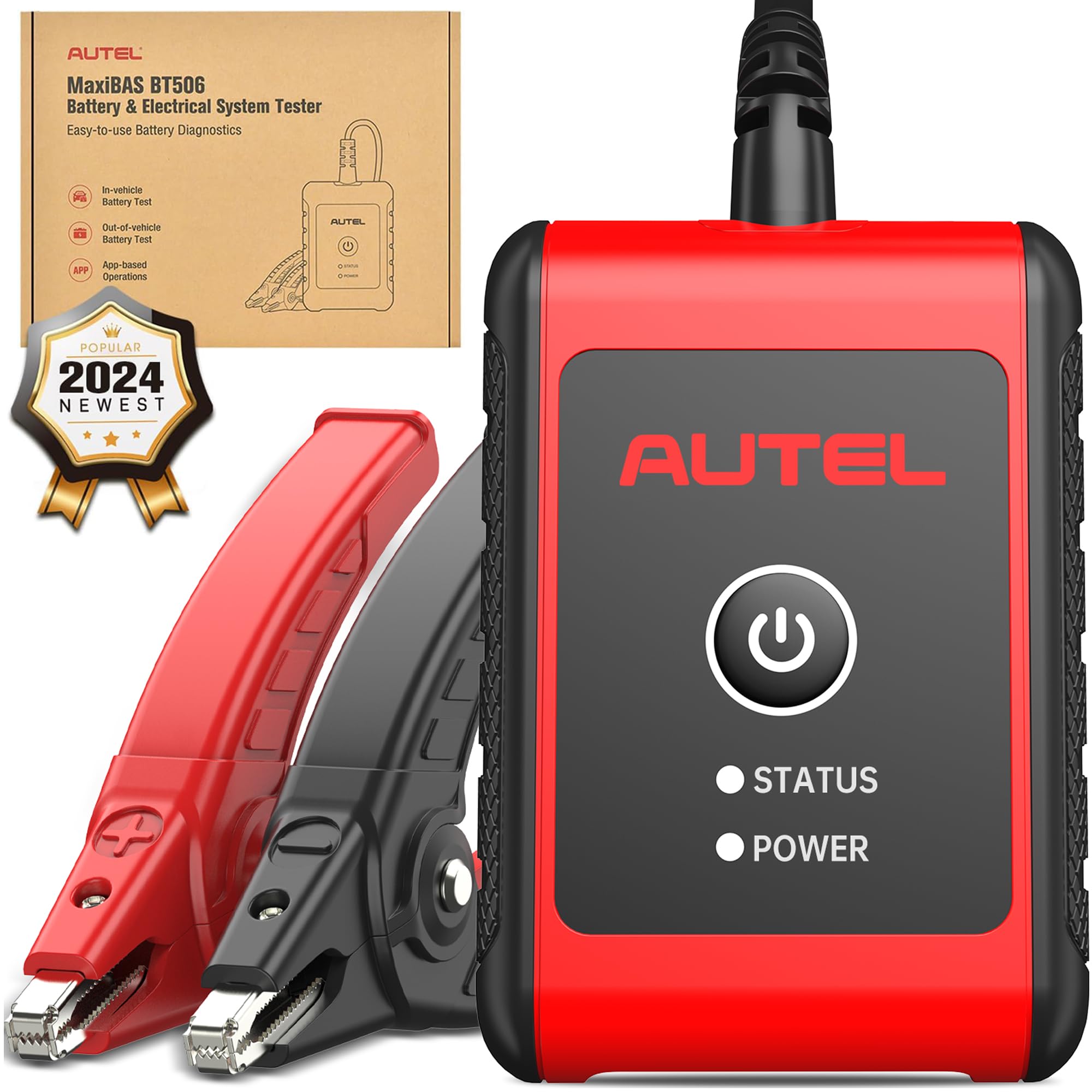 2025 Autel MaxiBAS BT506 Car Battery Tester, 6V 12V 100-2000 CCA Car Battery Analyzer, 12V 24V Auto Cranking/Charging System Test, Adaptive Conductance, High-Precision Battery Load Test for All Cars