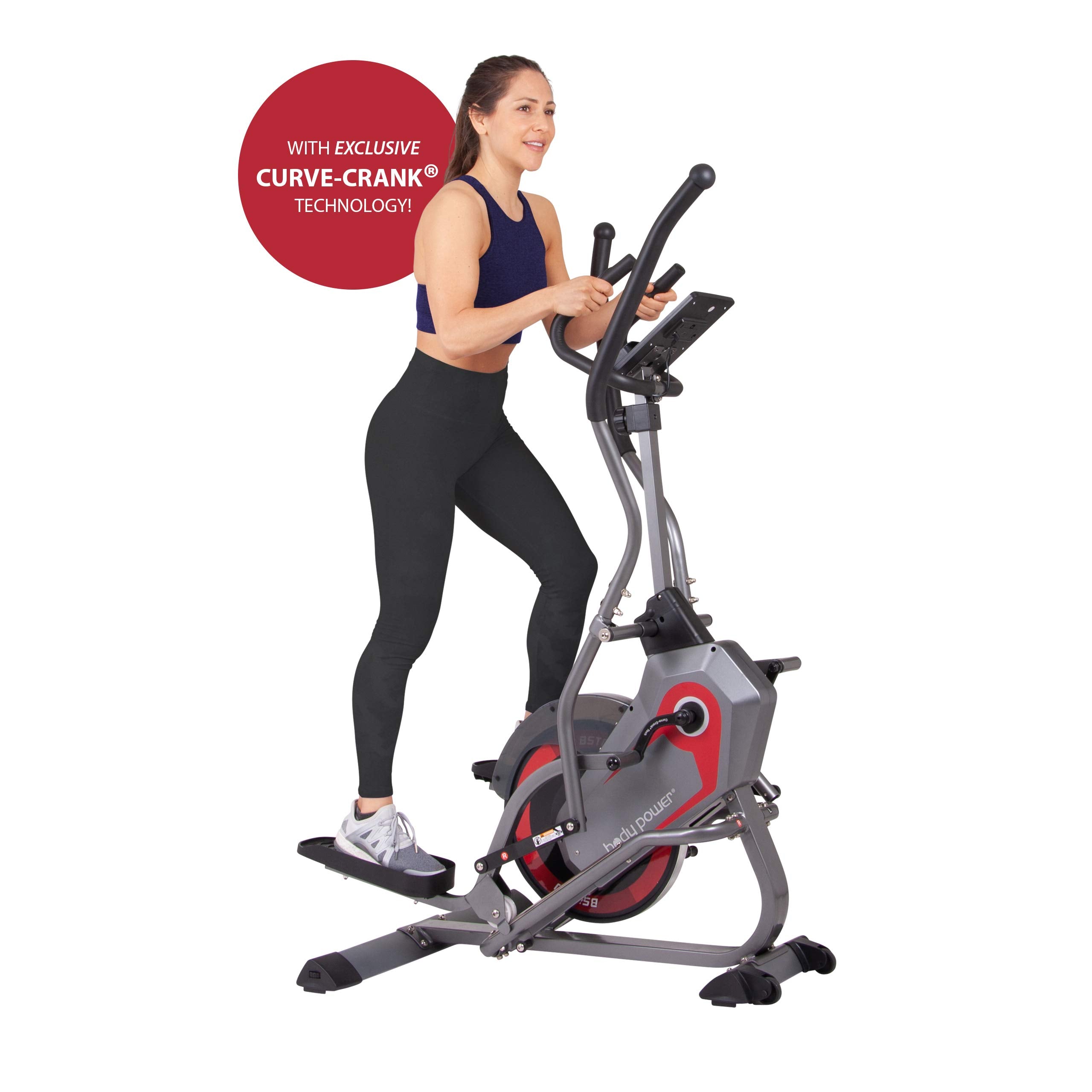 Body Power 2 in 1 Elliptical Stepper Machine for Home Fitness, Patented HIIT Training, Ergonomic, 1 Yr Warranty, Cardio, Resistance, 8 Levels, Digital, Compact, Safe