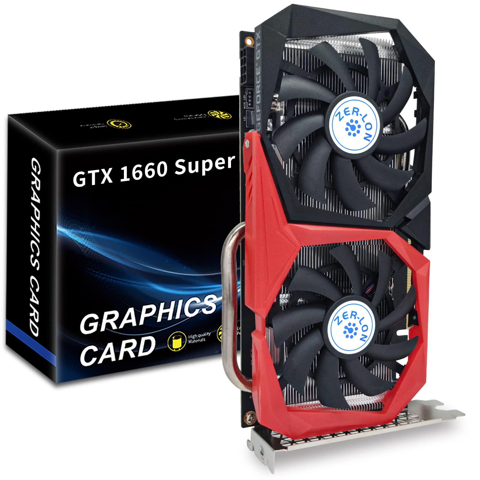 ZER-LON GeForce GTX 1660 Super 6GB Graphics Cards, GDRR6 192Bit PCIE 3.0X16 Computer Gaming Gpu, Dual Freeze Fans Video Card with HDMI/DP/DVI Ports Support 4K and 8K HD