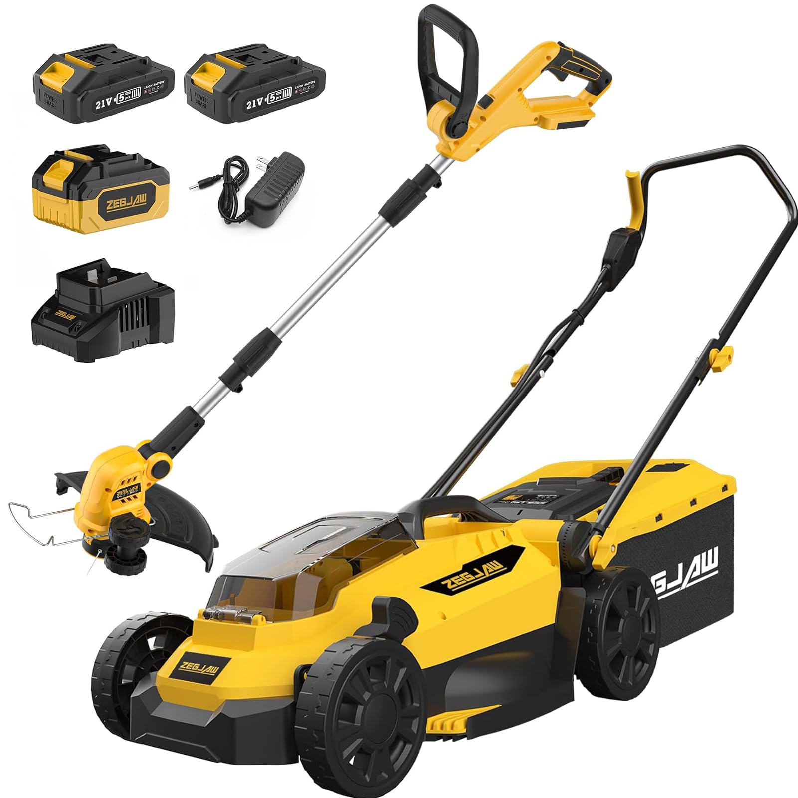 ZEGJAW 13-Inch 20V Electric Lawn Mower & 12 Inch 20V Weed Wacker Battery Operated Lawn Edger
