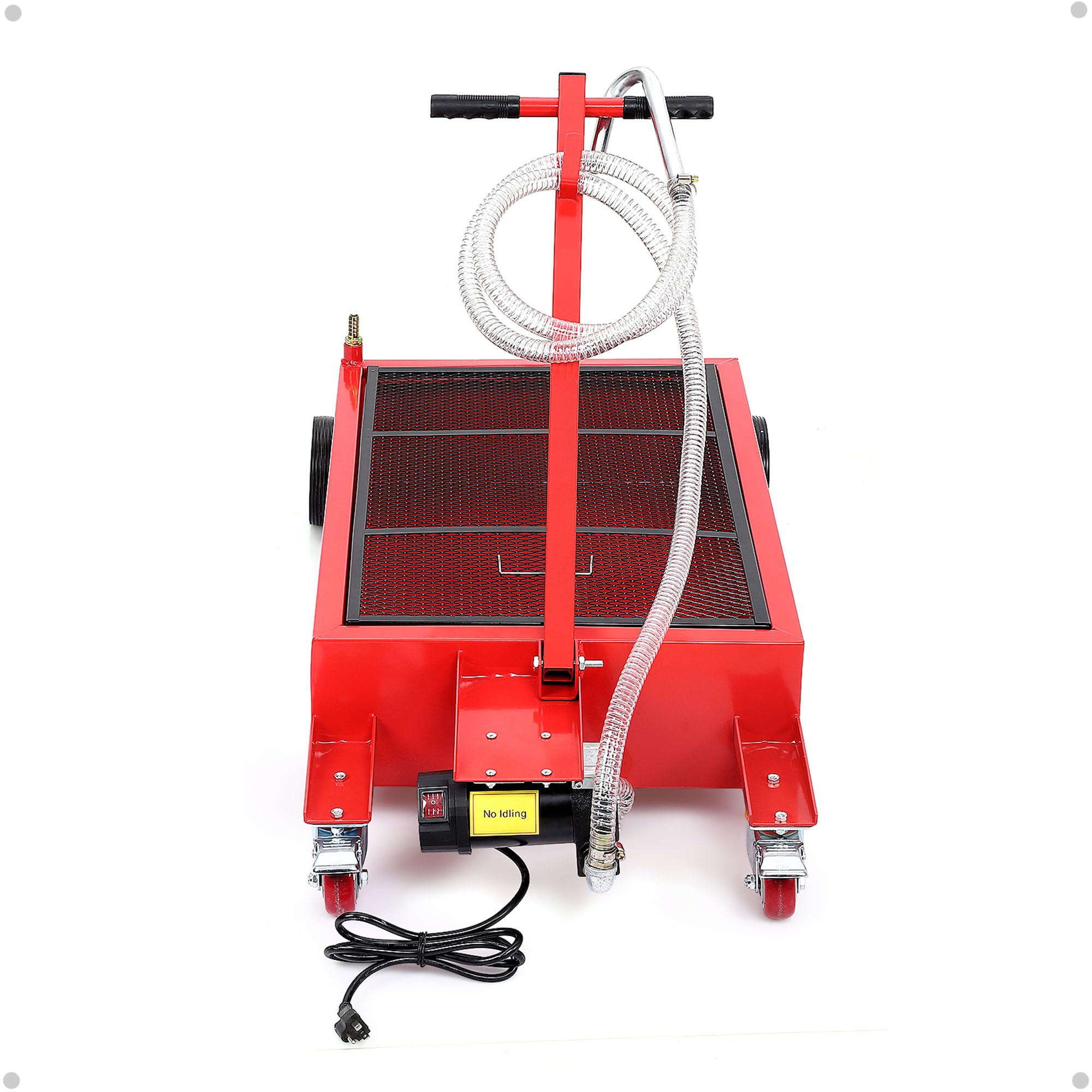KYBOLT 20 Gallon Oil Drain Pan with Electric 110V Pump & 8 Ft Hose, T Folding Handle & Low Profile Oil Drain Cart for Truck Cars SUVs, Metal, Red