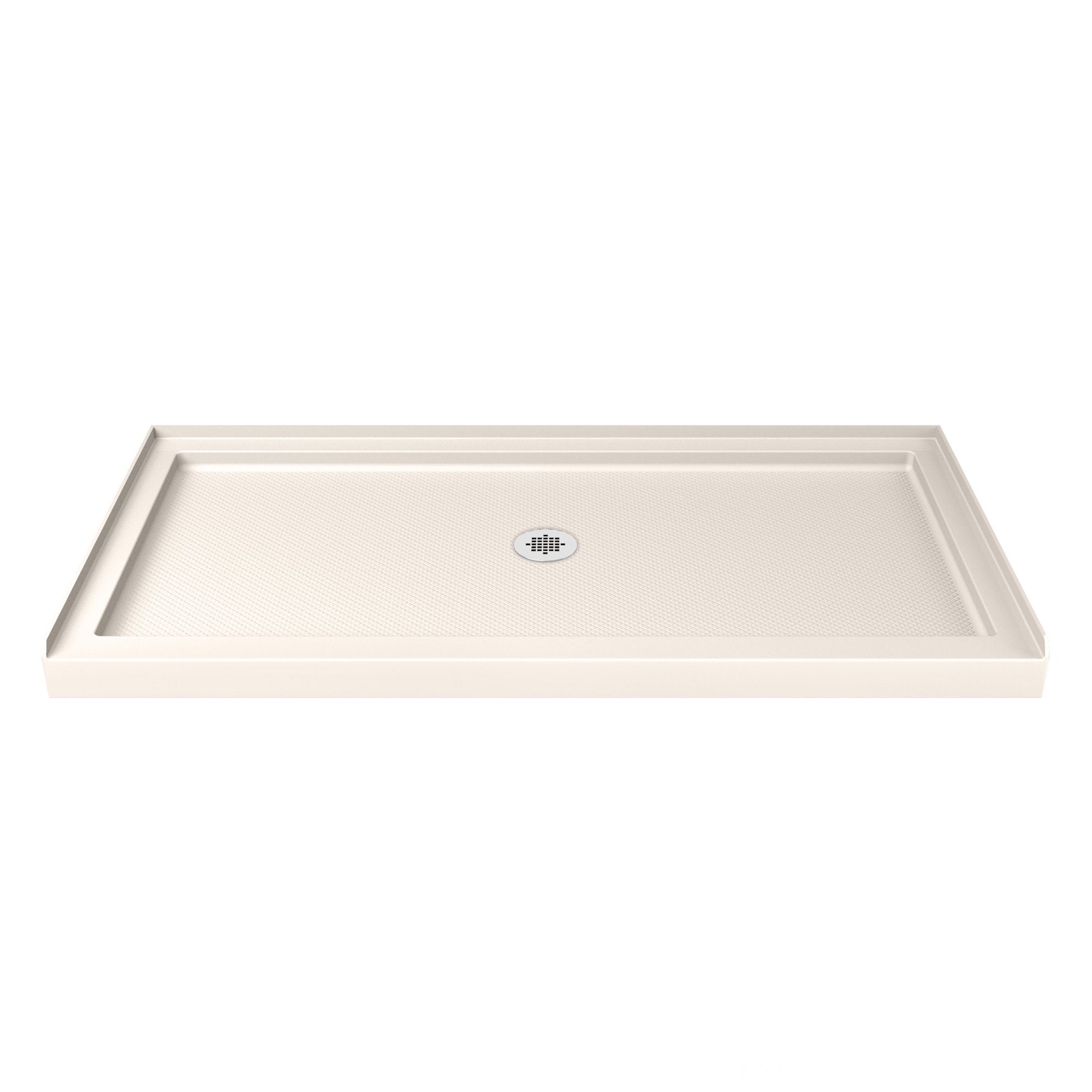DreamLine SlimLine 34 in. D x 48 in. W x 2 3/4 in. H Center Drain Single Threshold Shower Base in Biscuit, DLT-1134480-22