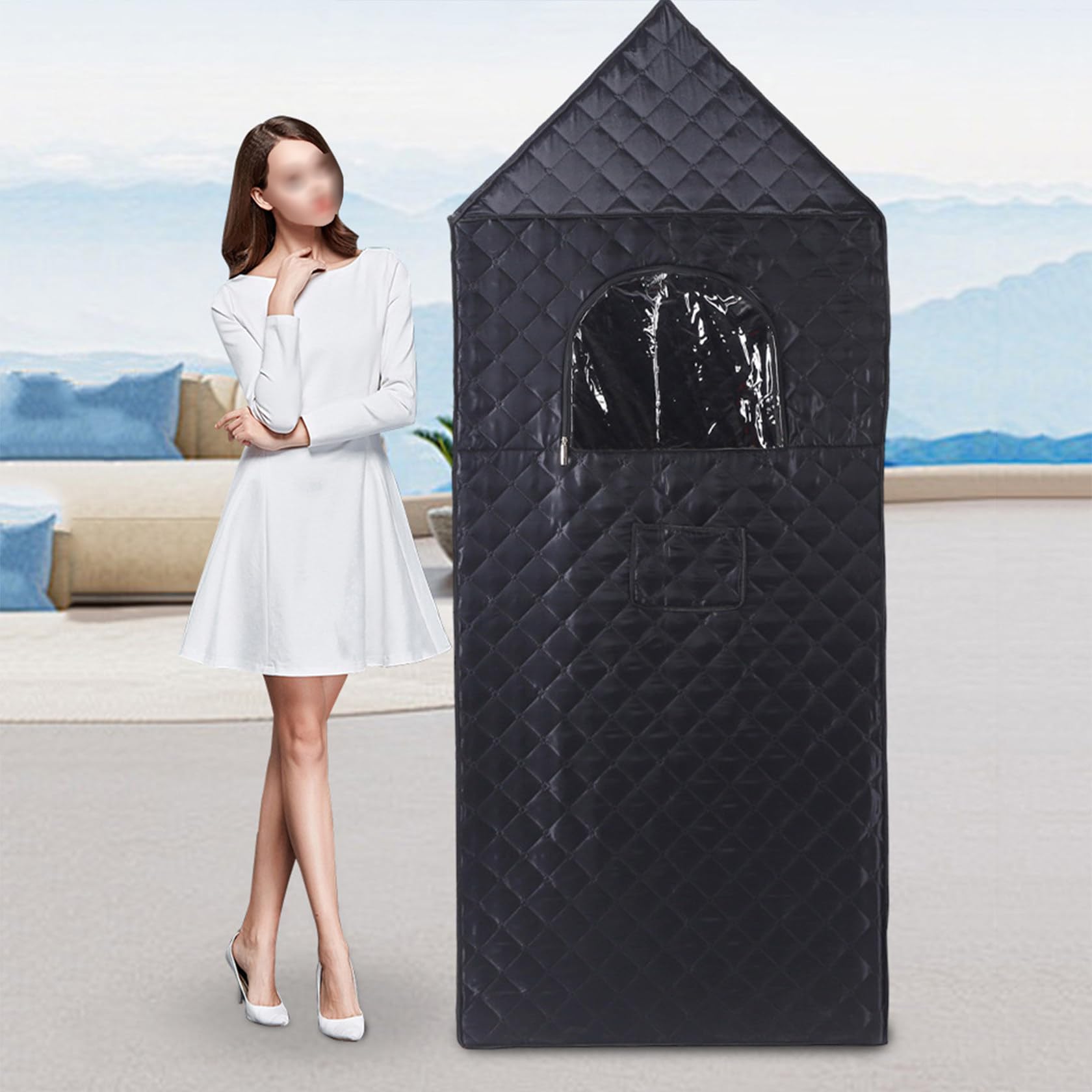 1000W Portable Steam Sauna, Home Sauna Tent,80 * 80 * 190cm Steam Sauna Box with 3L Steamer, Personal Steam Room for Spa, Indoor, Outdoor, Gym