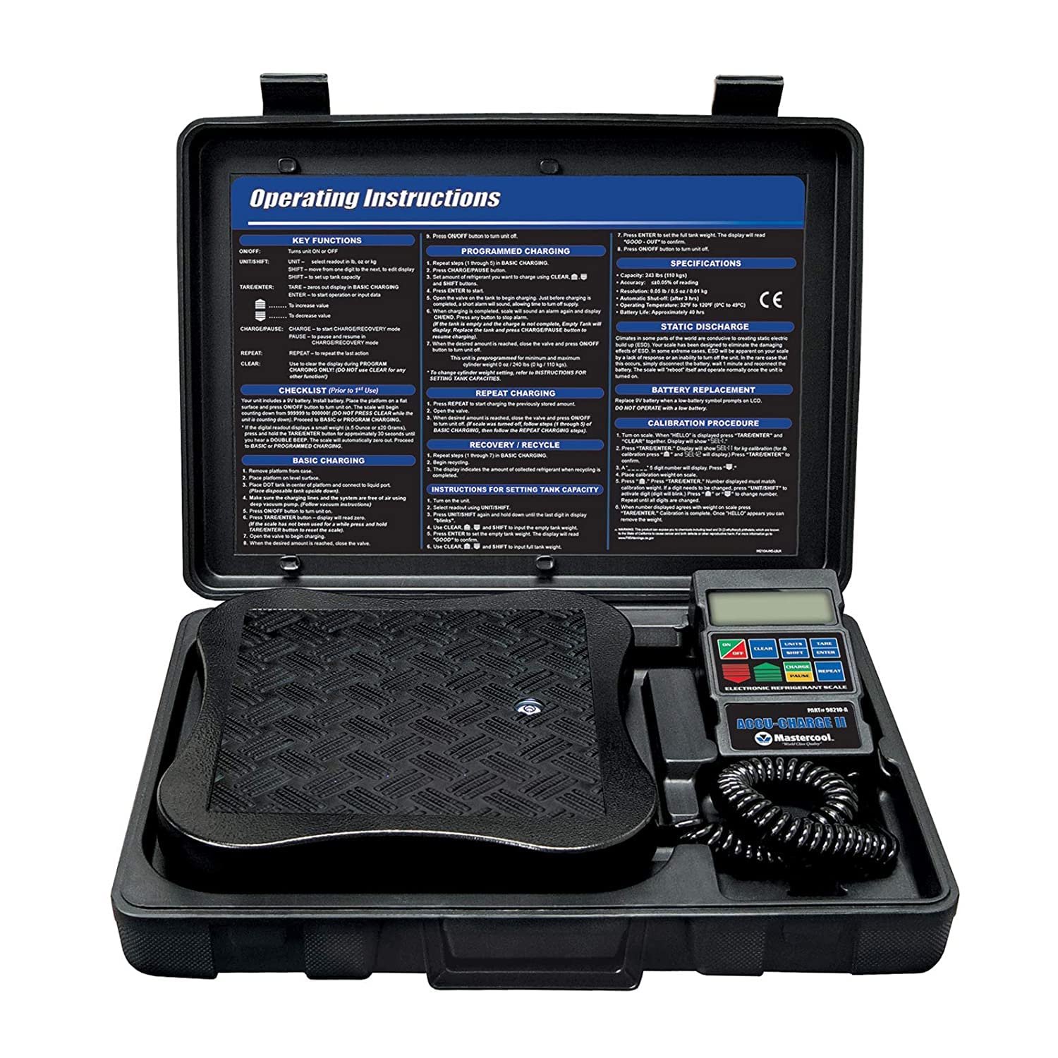 Mastercool 98210-A Electronic Refrigerant Scale, Black