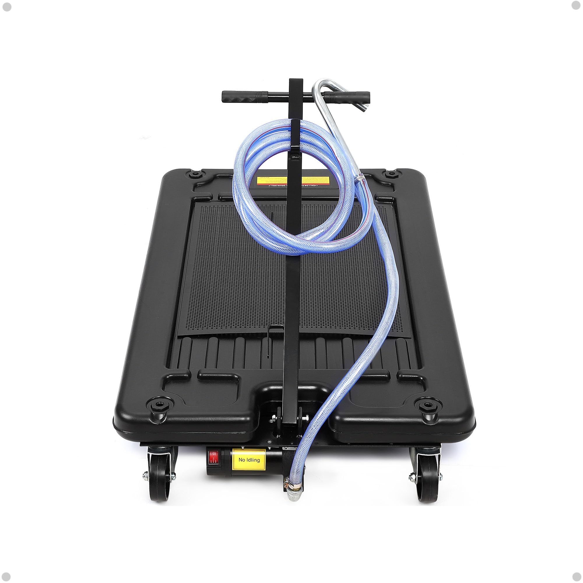 KYBOLT 17 Gallon Oil Drain Pan with Electric 110V Pump & 8 Ft Hose, T Folding Handle & Low Profile Oil Drain Cart for Truck Cars SUVs, PP Material, Black