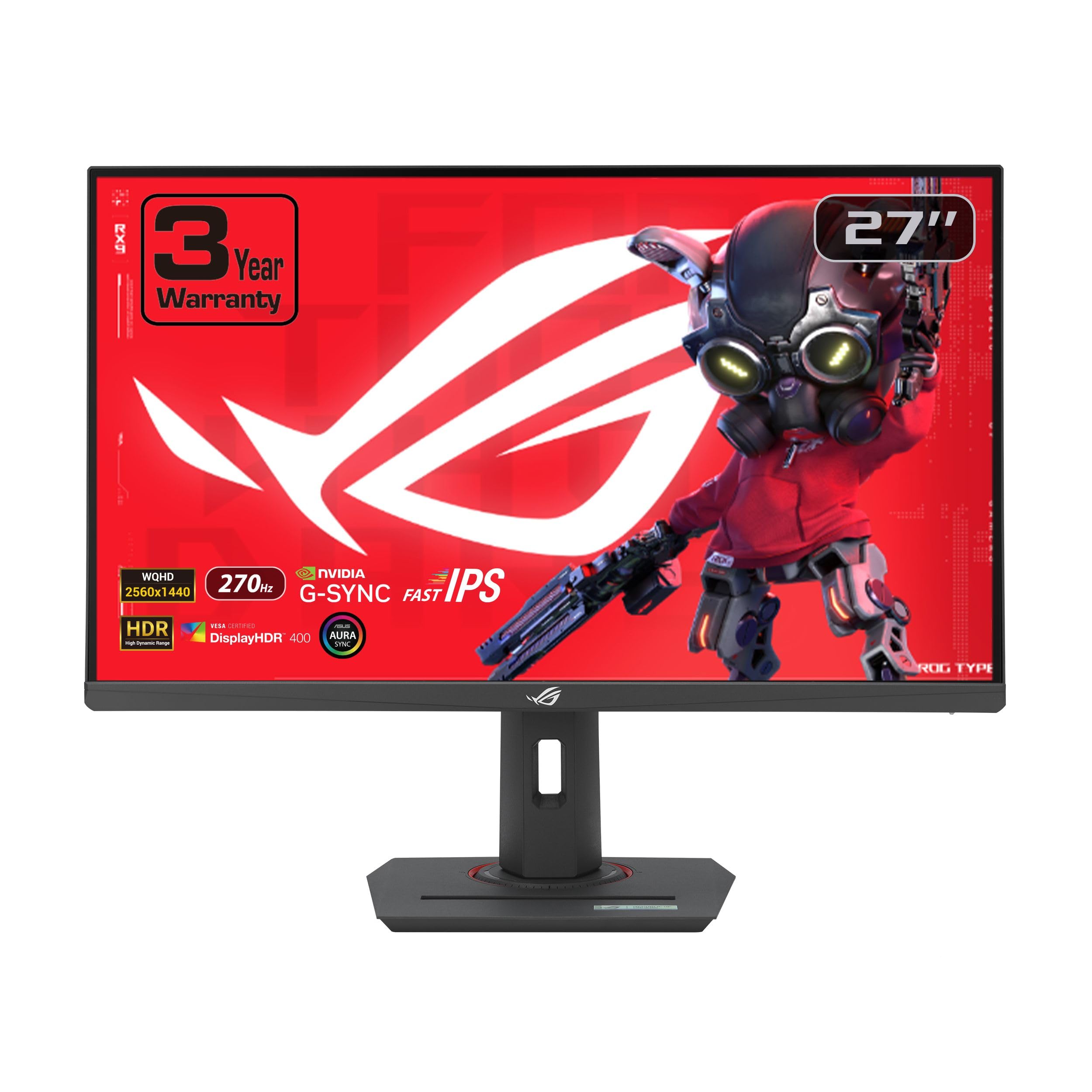ASUS ROG Strix 27” 1440P USB-C HDR Gaming Monitor (XG27ACMG) - QHD (2560x1440), 270Hz, 1ms, Fast IPS, Extreme Low Motion Blur Sync, G-SYNC Compatible, DisplayWidget, Tripod Socket, 3 yr Warranty