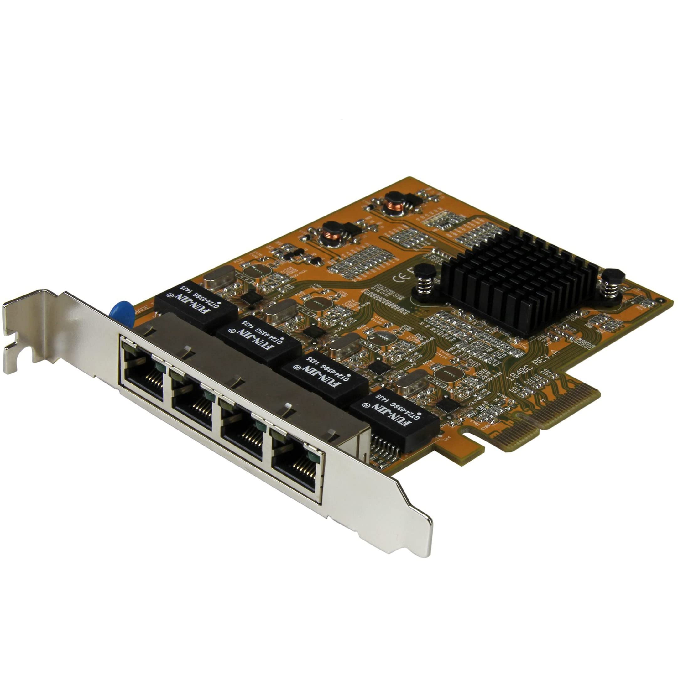 StarTech.com 4 Port PCIe Network Card - Standard Profile - RJ45 Port - Realtek RTL8111H Chipset - Ethernet Network Card - NIC Server Adapter Network Card , TAA (ST1000SPEX43)