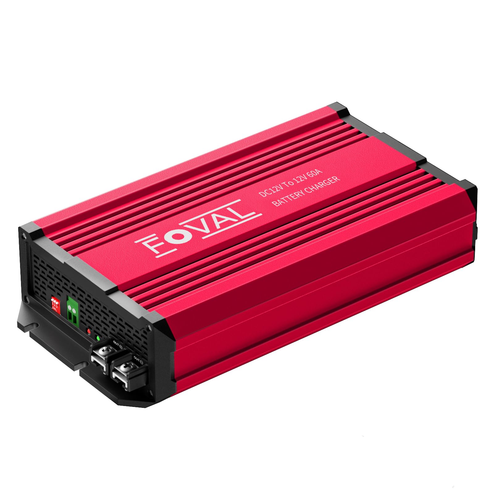 FOVAL 12V 60A DC to DC Charger, 800W Ultra-Fast Battery Charger for LiFePO4, Lead-Acid, AGM, Gel, and Lithium - Multi-Stage Charging for RVs, CVS, Trailers, Boats and Trucks