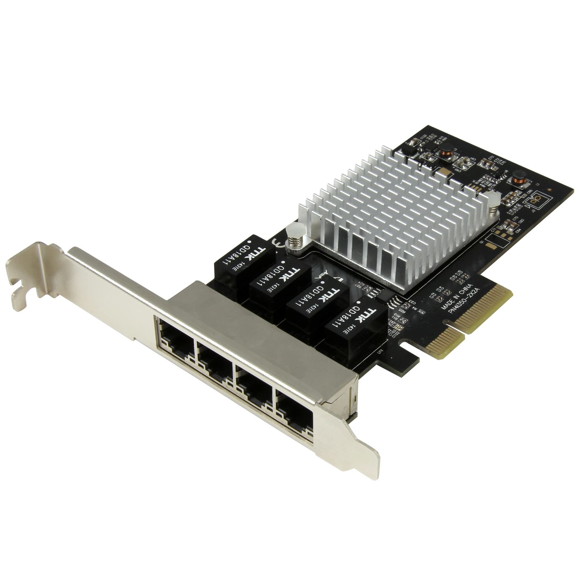 StarTech.com 4 Port PCIe Network Card - RJ45 Port - Intel i350 Chipset - Ethernet Server / Desktop Network Card – Dual Gigabit NIC Card (ST4000SPEXI),Black