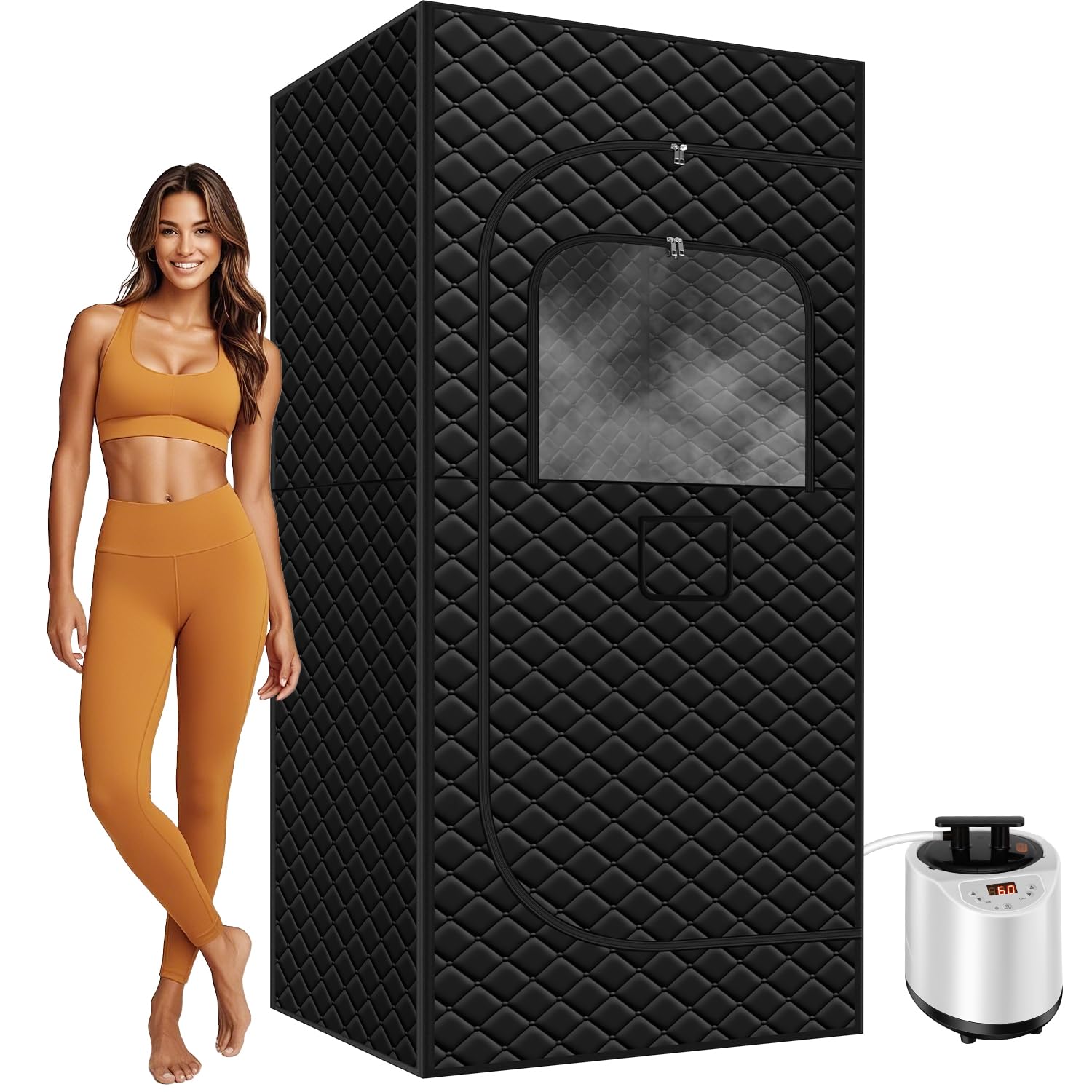 EXTRAFEIN Sauna Box - Portable Sauna for Home with 15 Levels Fast Heating, 3L/1200W Steamer and Non-Slip Mat, Remote Control for Body Relaxation, Portable Steam Sauna for Indoor Use, 32" x 32" x 71"