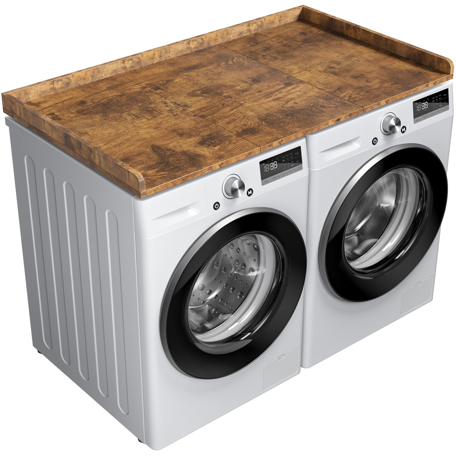 Ulif Washer Dryer Countertop, Washer and Dryer Countertop Table with Non-Slip Pads for Laundry Organization, 27.5" D x 54" W x 2.6" H, Splicing Style(Rustic Brown)