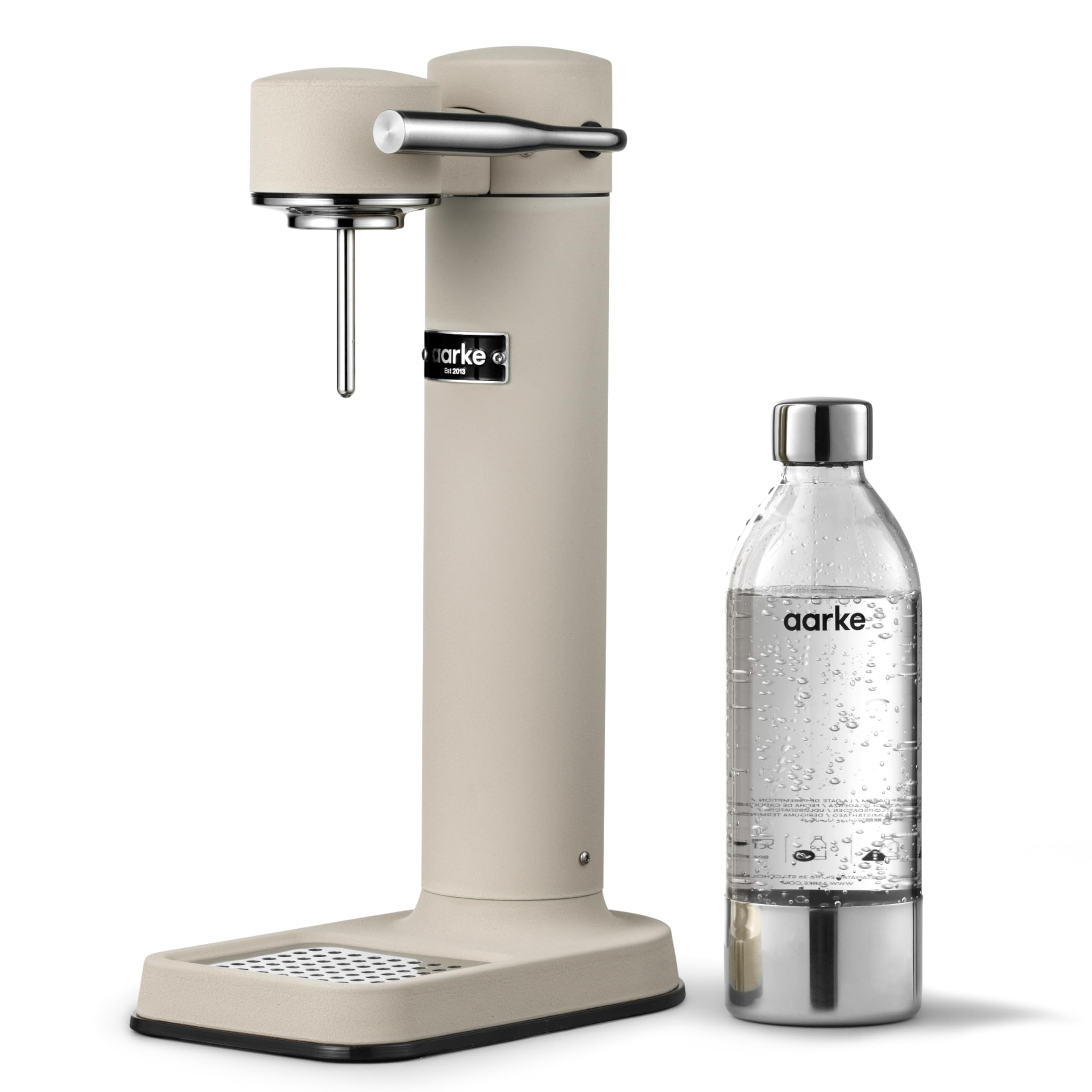 aarke Carbonator lll, Sparkling & Carbonation Water Machine, Stainless Steel with PET BPA-Free Reusable Bottle Volume 800 mL (Sand)