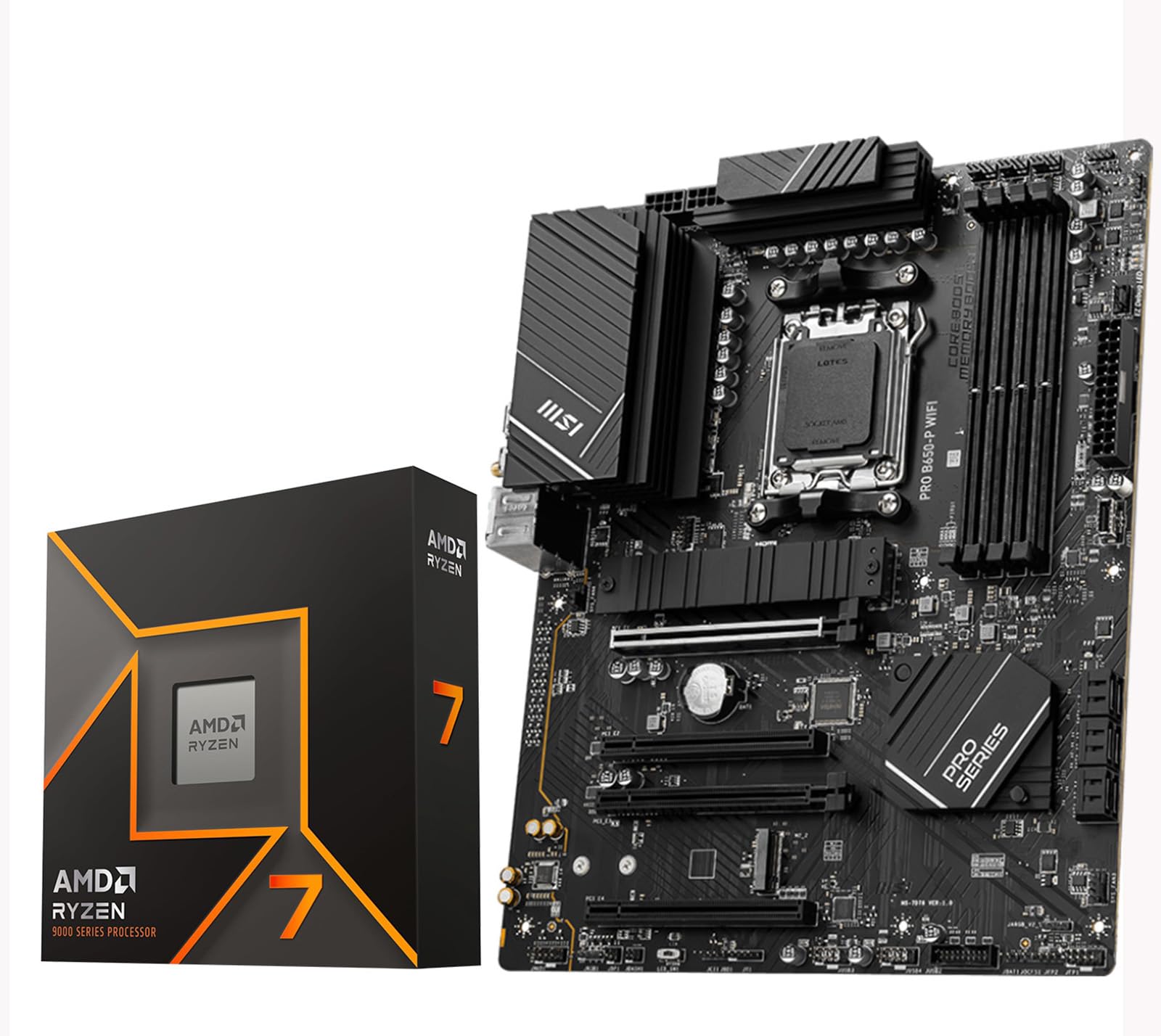 Micro Center CPU Motherboard AMD Ryzen 7 9700X 8-Core 16-Thread AM5 5.5 GHz Unlocked Desktop Processor with MSI PRO B650-P WiFi ProSeries Motherboard (ATX, DDR5, PCIe 4.0)
