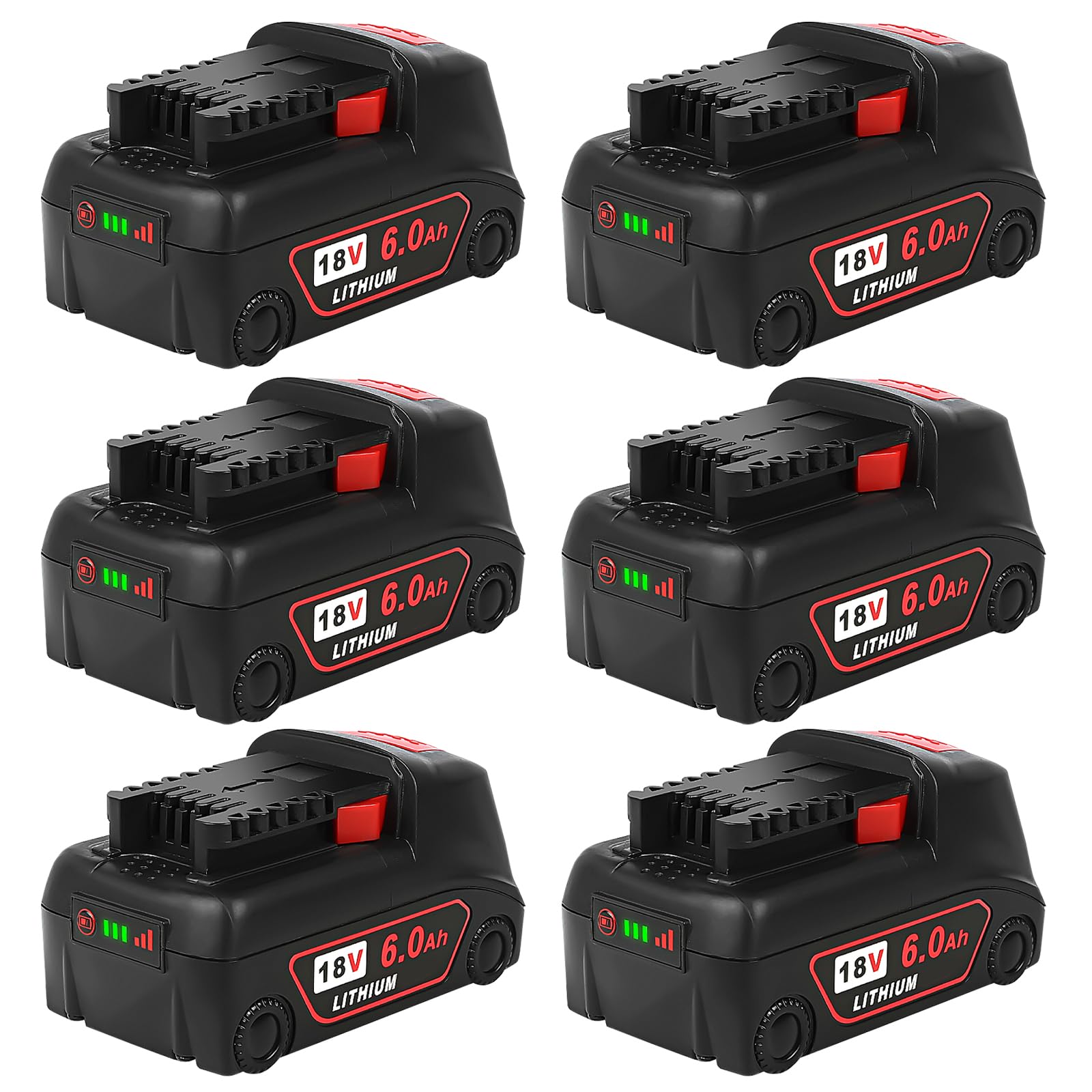 18v Battery 6Pack Replacement for M18 Battery 6.0Ah,High-Capacity Batteries Compaitble with M18 Tools and Charger,2024 Version/New Patented (Black, 6Pack)