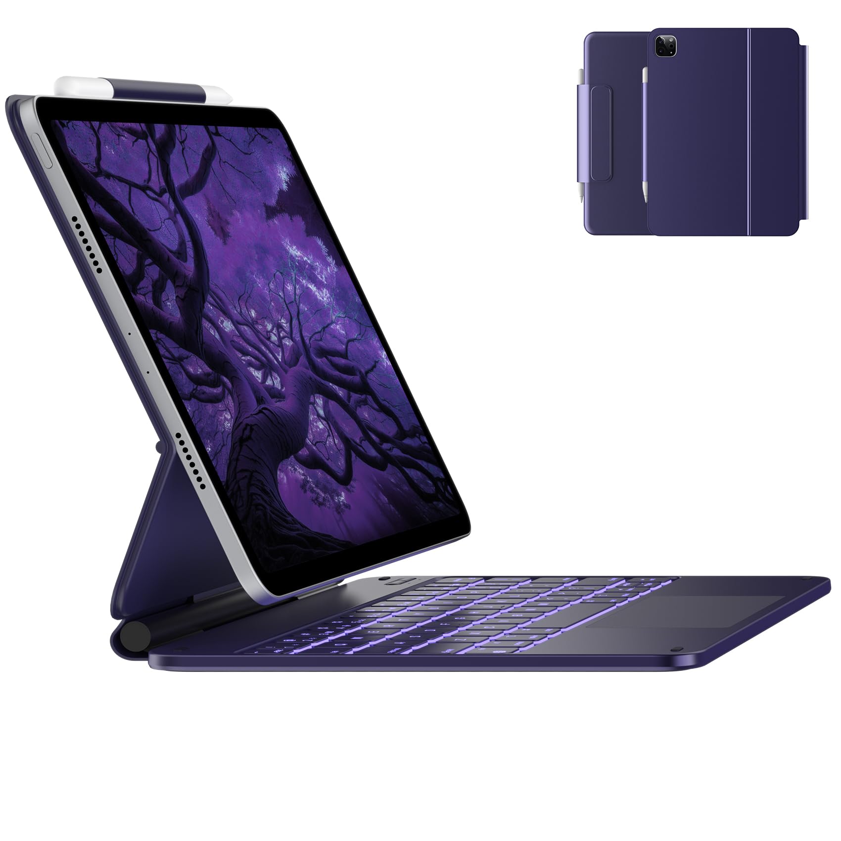 typecase Keyboard Case for iPad Air 11-inch (M3 2025 / M2 2024)& iPad Pro 11 inch (4th/3rd/2nd/1st Gen),Magic Keyboard for Air 5th/4th Gen,Multi-Touch Trackpad,11 Colors Backlight,Midnight Amethyst
