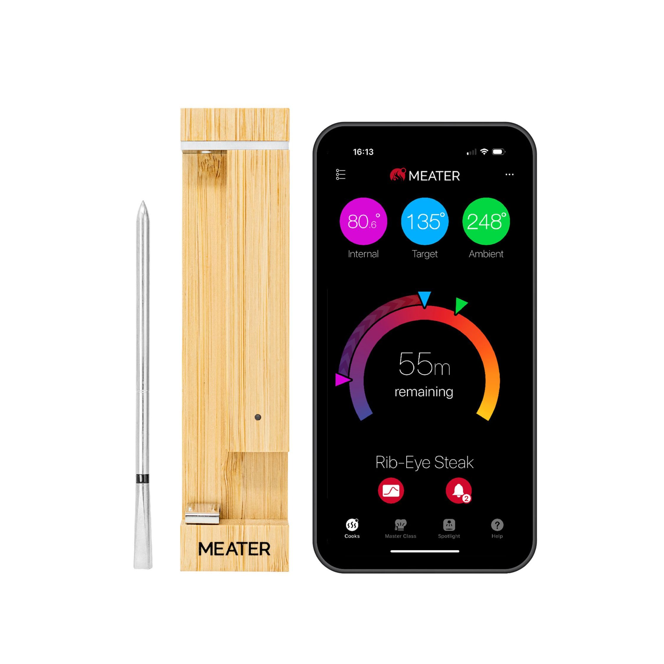 MEATER Pro: Smart Bluetooth Wireless Meat Thermometer Digital | 1000°F Heat Resistance | Long Range | Certified Accuracy | BBQ, Oven, Grill, Smoker, Air Fryer, Deep Fryer | Delicious Recipes in App