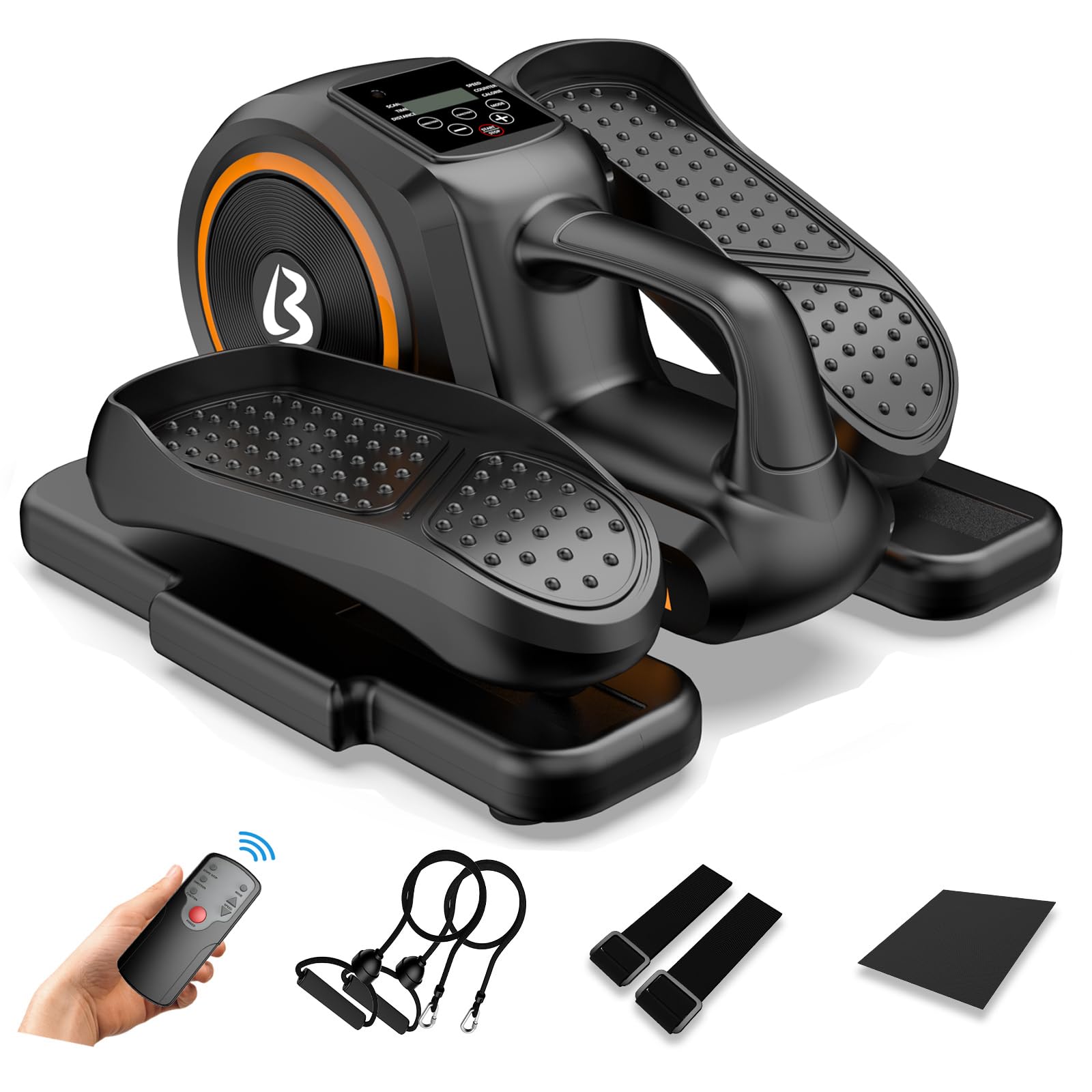 pooboo Under Desk Elliptical Machine, Ellipse Leg Exerciser for Seniors Fully Assembled, Portable & Quiet Electric Seated Pedal Exerciser with Remote Control & LCD Display