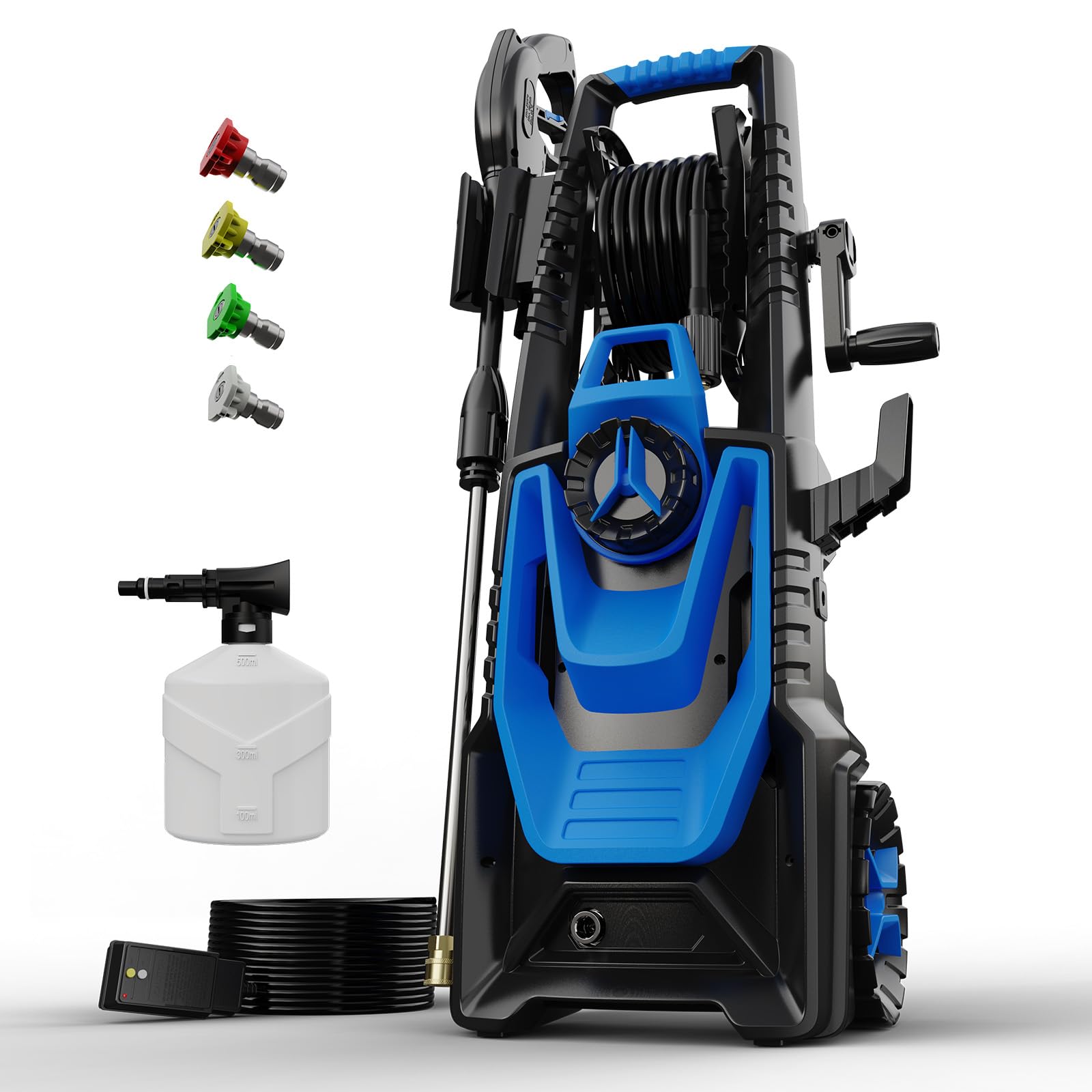 Zelonpro Electric Pressure Washer, 5000PSI 3.2GPM Power Washer with Hose Reel, Foam Cannon, Car Washing Machine with 20FT Hose, 35FT Cord, High Pressure Washer for Deck, Driveway, Patio, Blue
