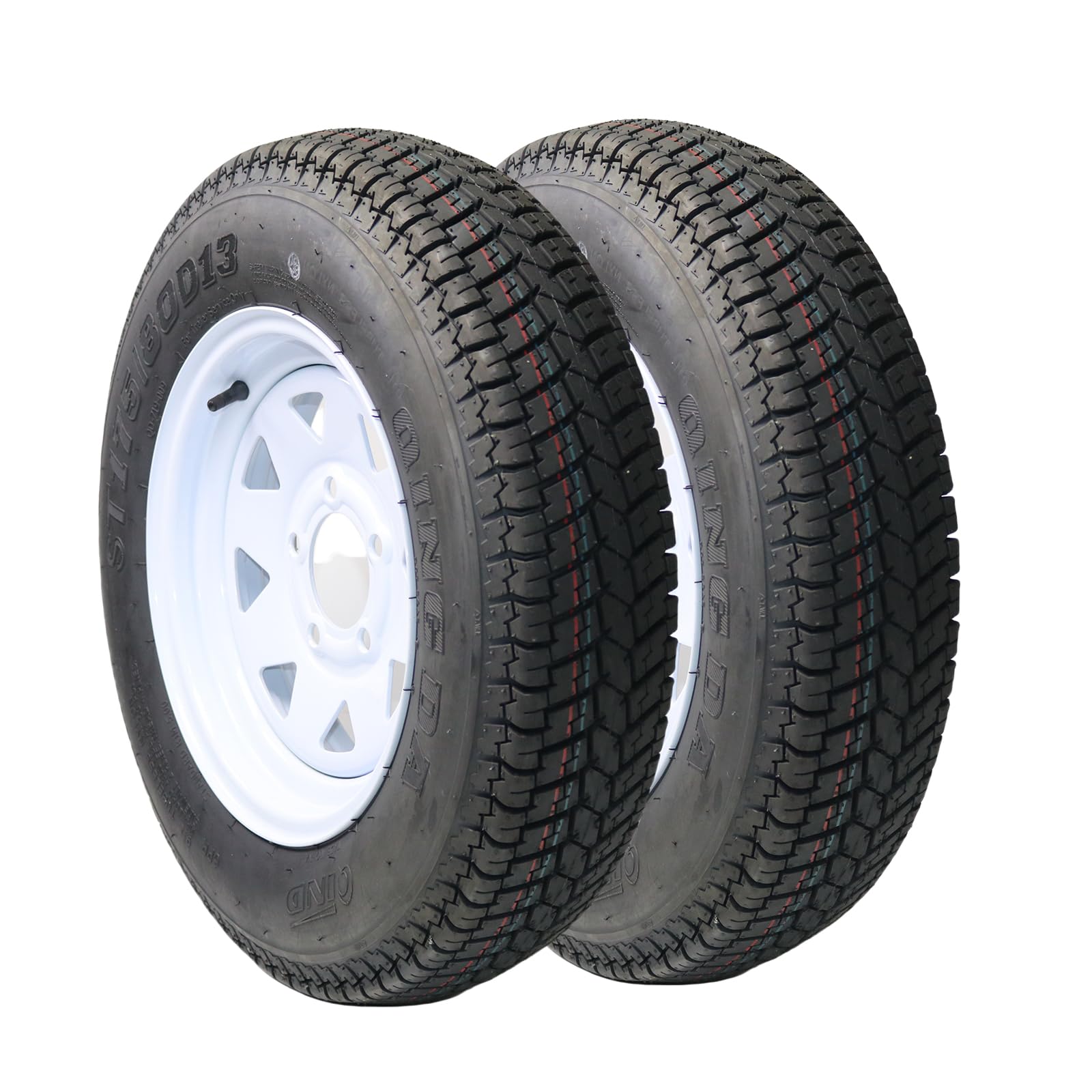 2 Pack ST205/75D15 Tire, 5 Lug on 4.5", 6PR Load Range C, ST205 75D15 Tire for Travel/Camper/Landscape/Cargo/Utility/Boat/Horse/Farm
