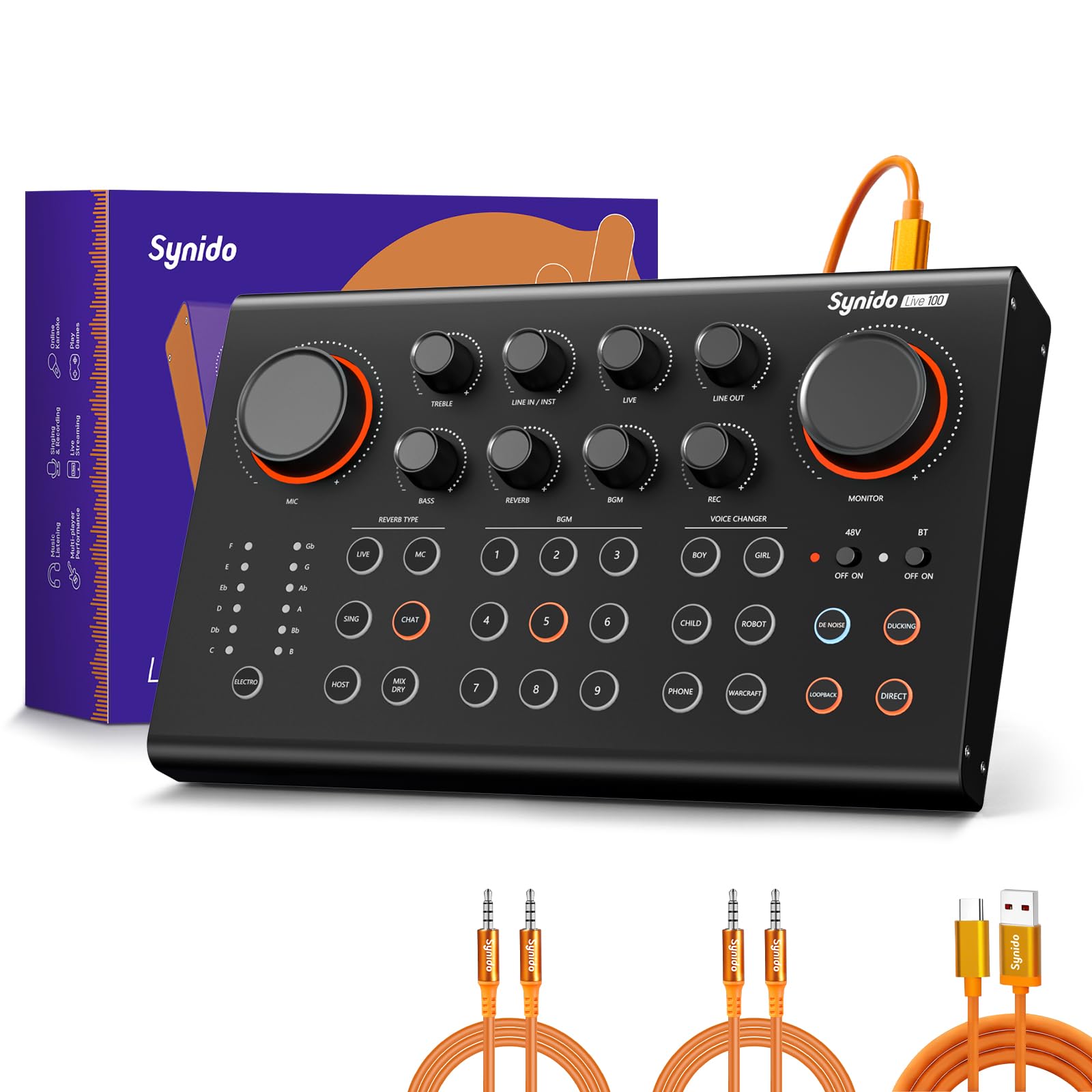 Synido Podcast Equipment Bundle Studio Audio mixer All-in-One Podcast Production for Live Streaming Music Recording Sound Card for PC/Laptop/Phone, Streaming/Podcasting/Gaming (Black)