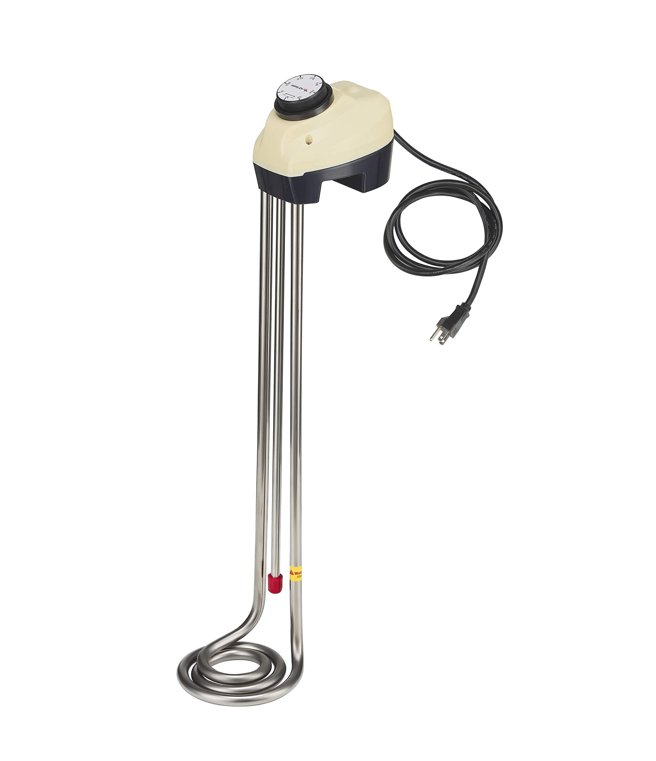 KD 1500W Immersion Bucket Water Heater, Auto Shutoff, Overheating Prevention, Auto Water Level Senor, Adjustable Thermostat, Easy-to-Use (WHITE / 1500 WATT)